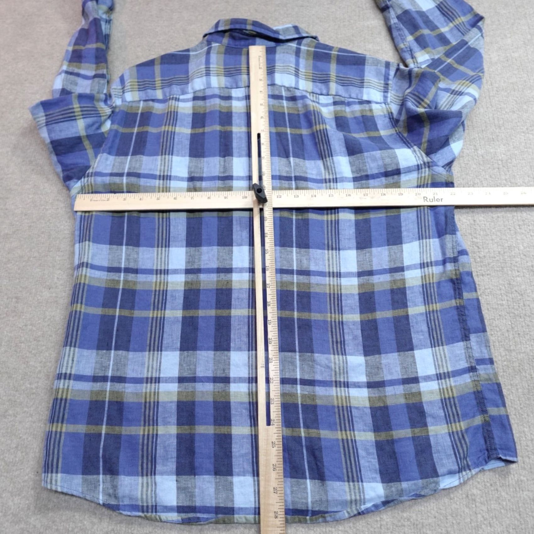 UNTUCKit UNTUCKit Mens Shirt L Blue Plaid 100% Linen Wrinkle Resistant Button-Up Collared Long Sleeve Size US L / EU 52-54 / 3 - 4 Thumbnail