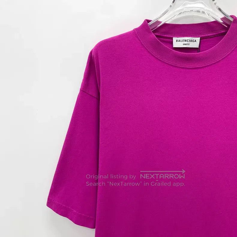 Balenciaga Balenciaga Purple Logo Letter Cotton Round Neck Short Slee Size US M / EU 48-50 / 2 - 3 Thumbnail