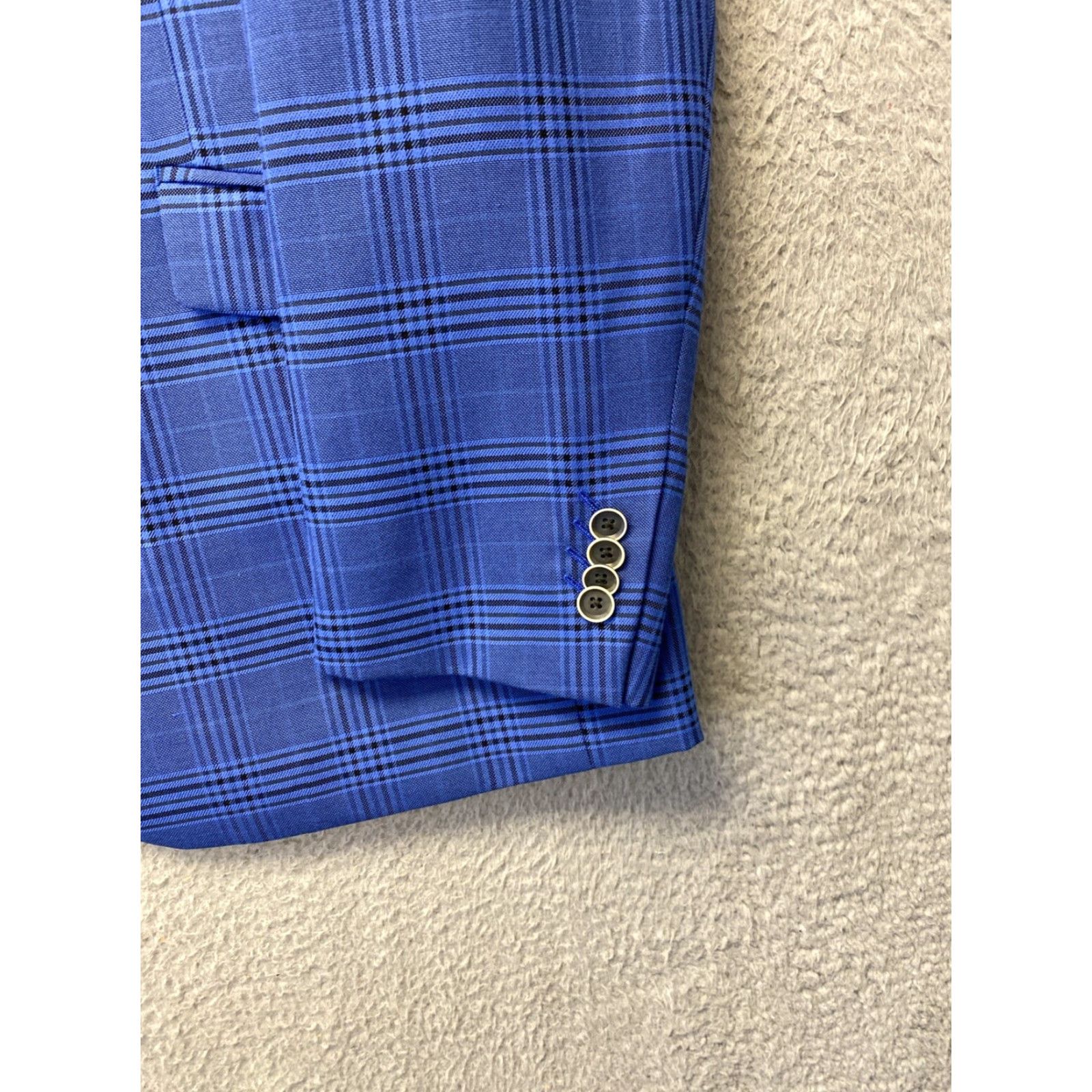 Vintage VINTAGE Savile Row Blue Glen Plaid Blazer 44L Wool Classic Fit Handmade British Mens Size 44L - 3 Thumbnail