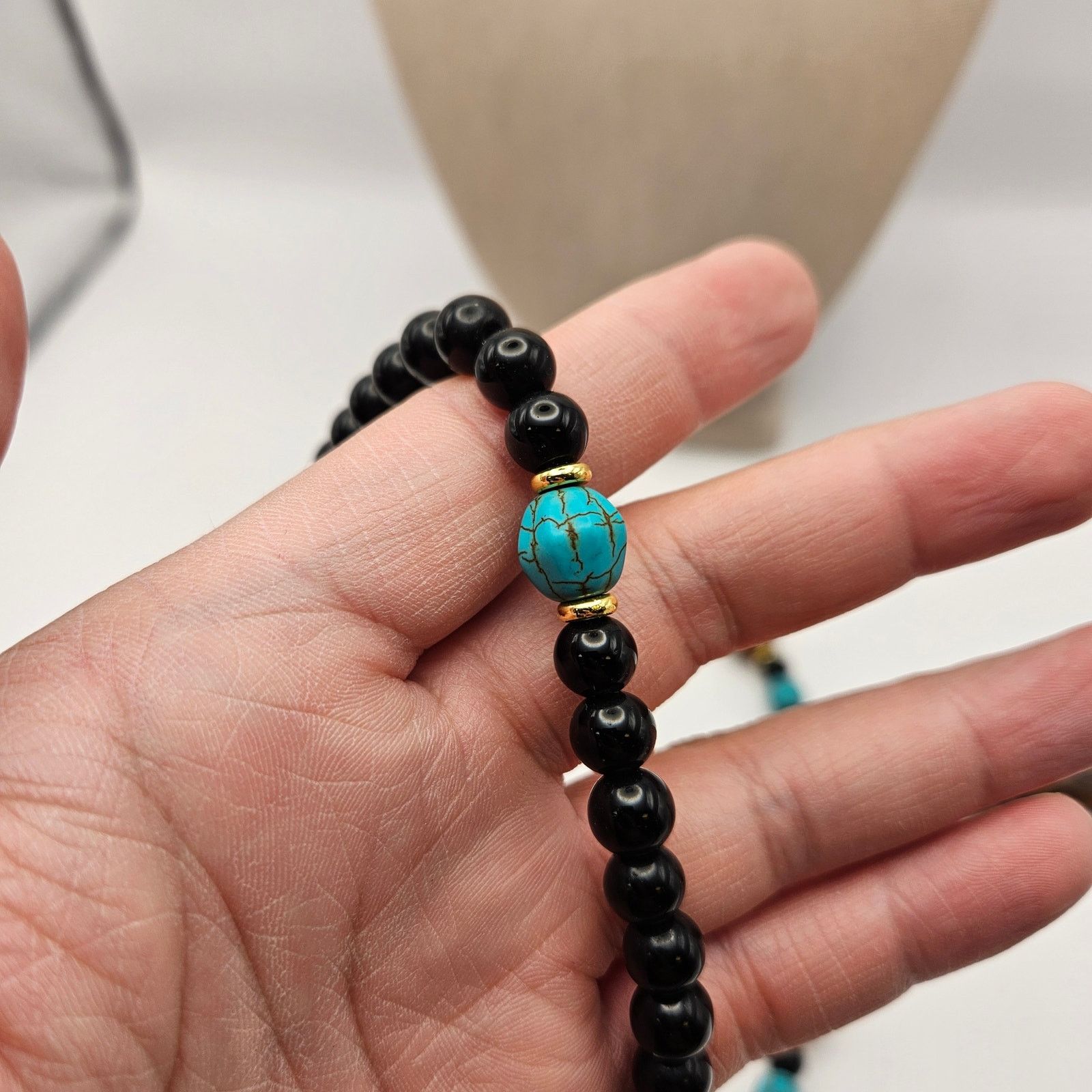 Other TIBETAN DZI BEAD NECKLACE BRACELET NECKLACE BLACK ONYX TURQ. Size ONE SIZE - 4 Thumbnail