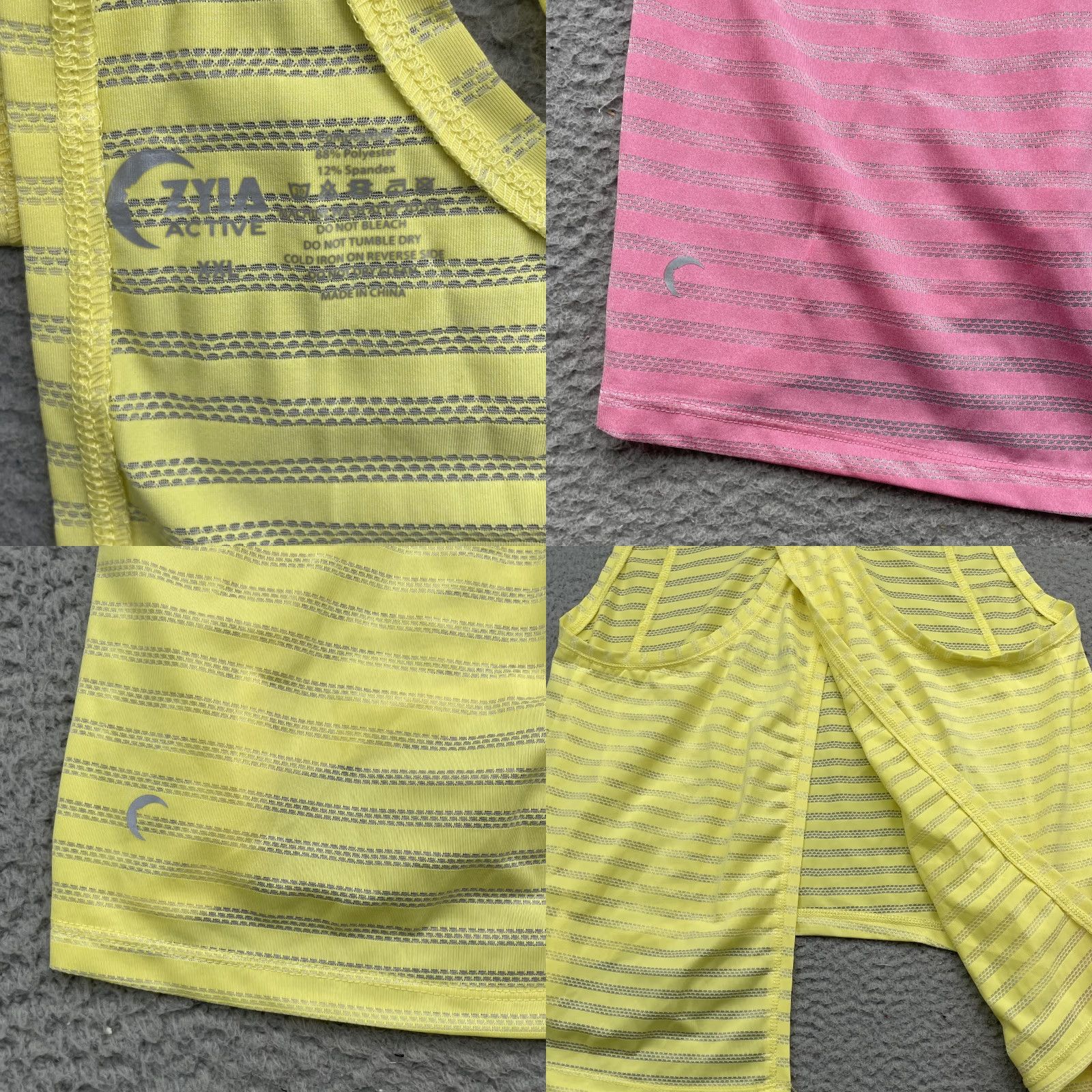 Pinko Zyia Tank Top Lot 2 Women XXL Pink Yellow Open Athleisure Y2k Running Sport Yoga Tank Top Women XXL Pink Yellow Open Back Striped Logo Athletic Casual Size XXL / US 16-18 / IT 52-54 - 8 Thumbnail