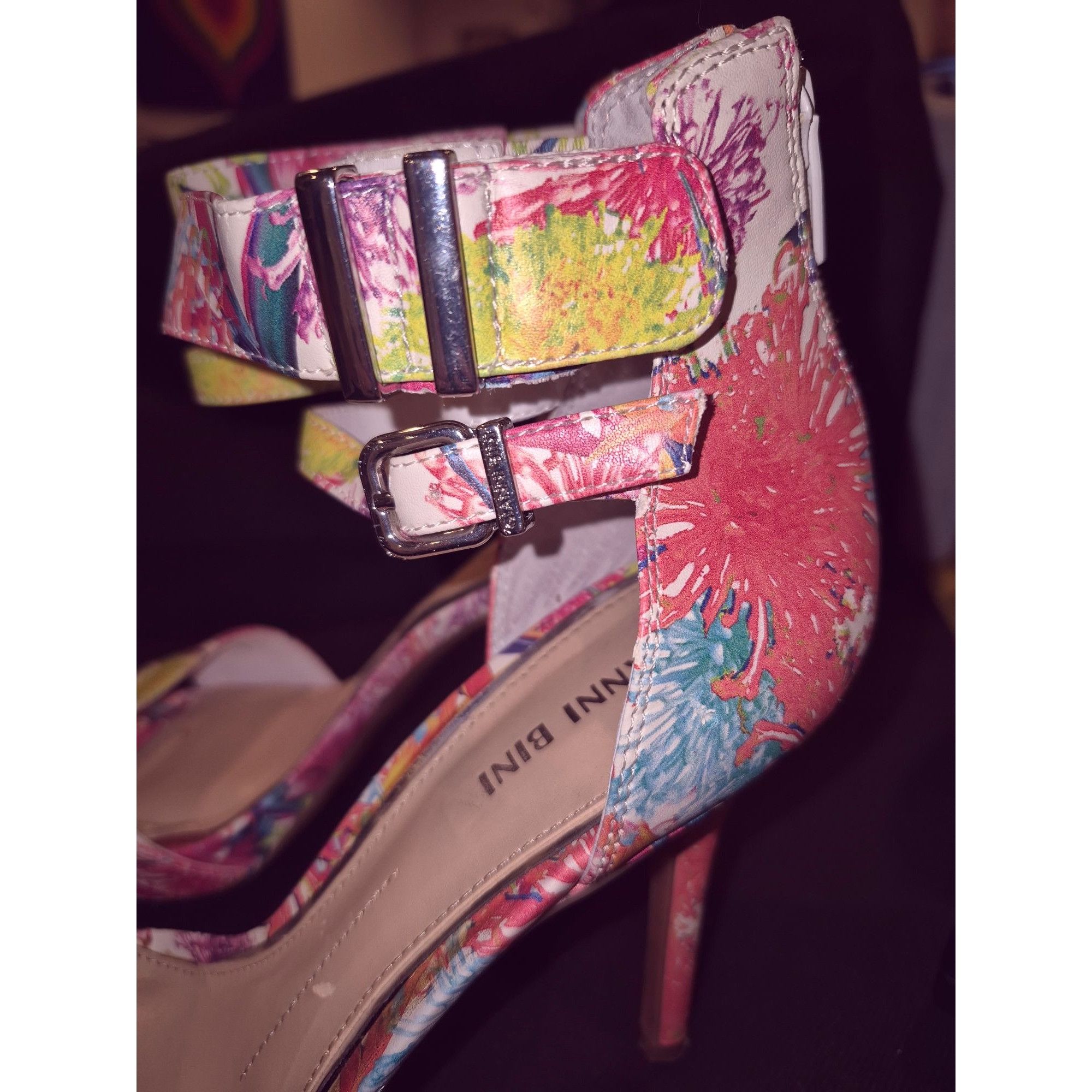 Other Gianni Bini Womens Floral High Heel Sandals 8.5 Ankle Straps Size US 8.5 / IT 38.5 - 7 Thumbnail