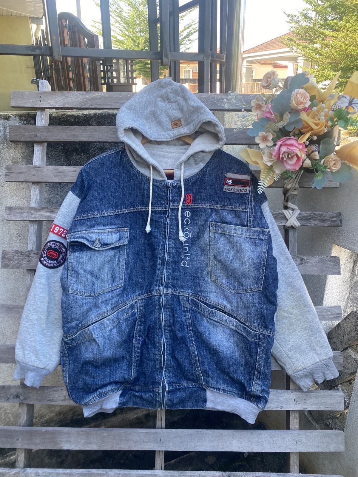 Ecko Unltd. Vintage Ecko Unltd Full Zip Denim Hoodie Jacket Size US XL / EU 56 / 4 - 5 Thumbnail