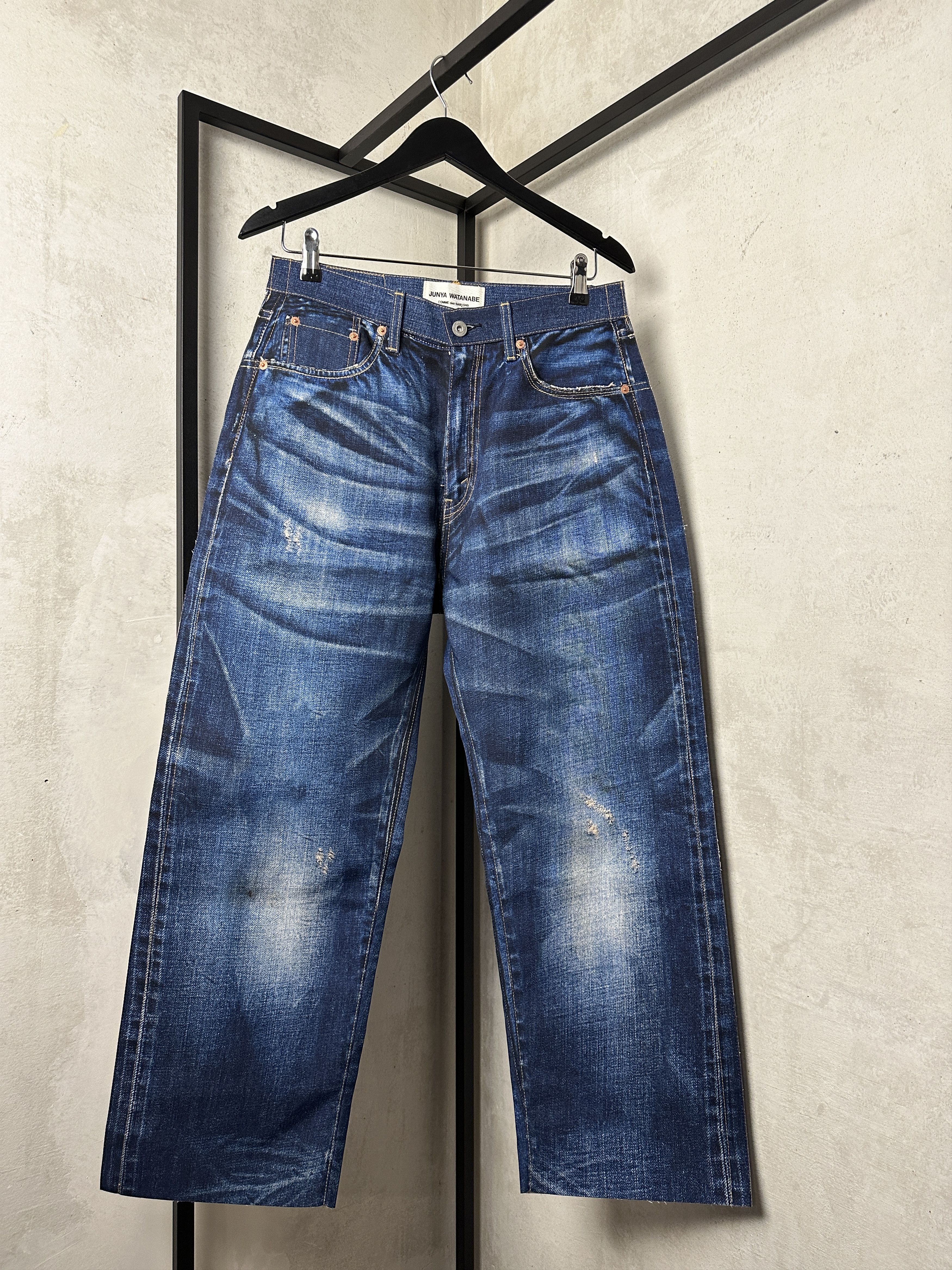 Comme des Garcons RARE Junya Watanabe Trompe L’oeil Denim Printed Canvas Pants Size 26" / US 2 / IT 38 - 1 Thumbnail