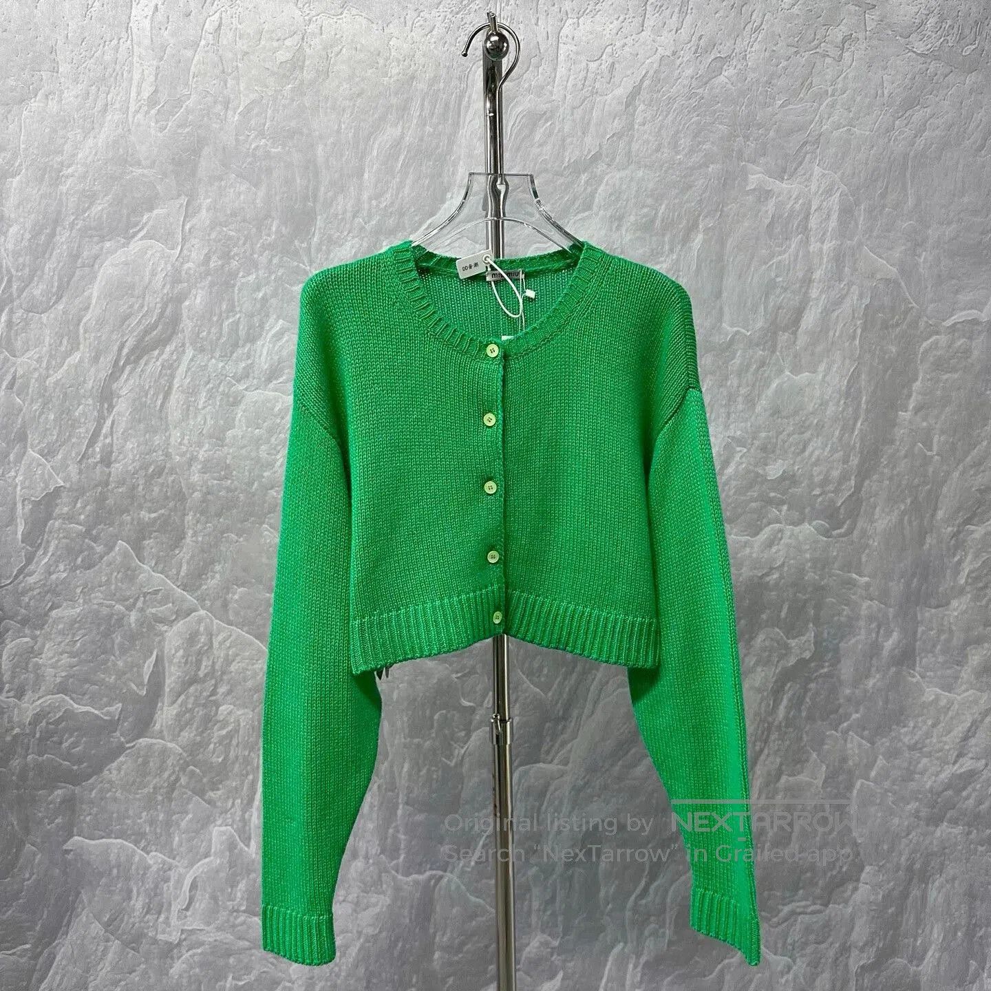 Miu Miu miumiu green wool knit cardigan. Size S / US 4 / IT 40 - 1 Thumbnail