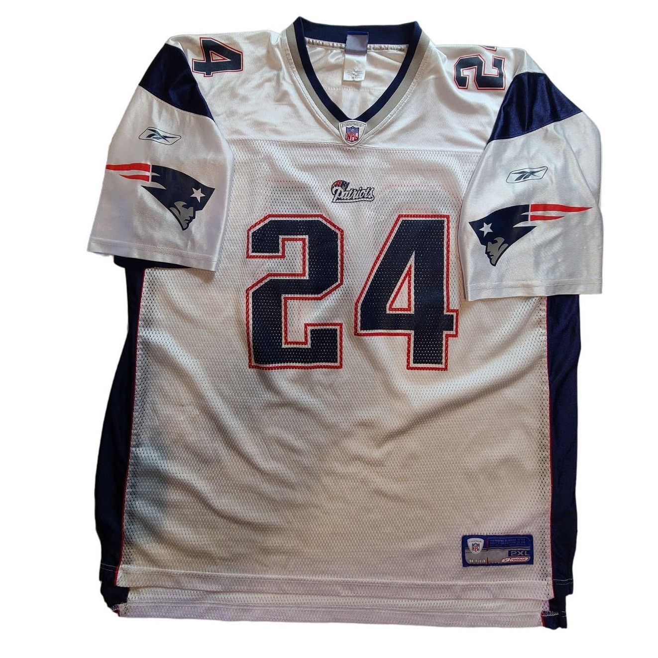 image of Nfl On Field Sewn Reebok 24 Ty Law Ne Patriots Jersey 2Xl in White, Men's