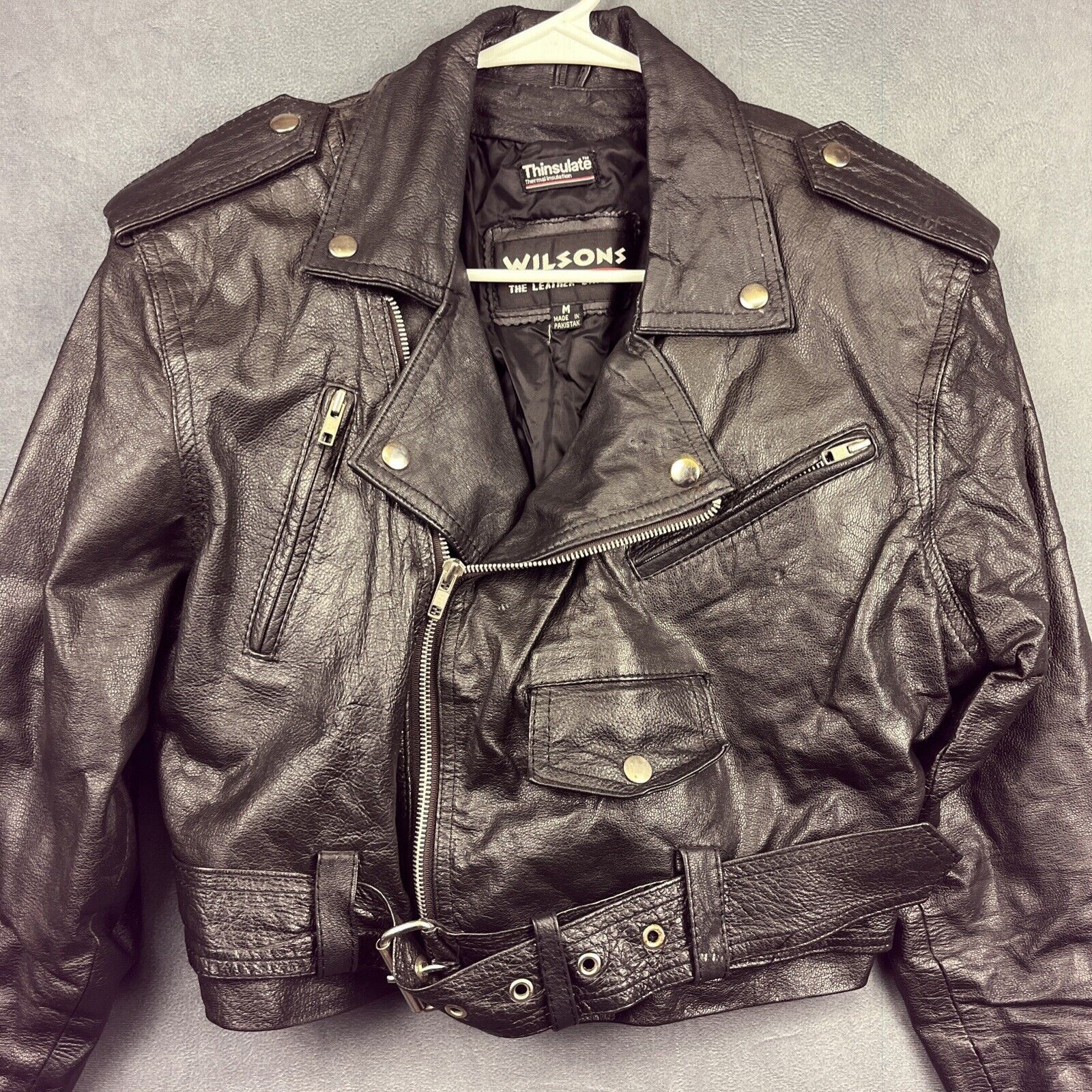 Wilsons Leather Vintage Wilsons Leather Moto Biker Cropped Jacket Medium Size M / US 6-8 / IT 42-44 - 5 Thumbnail