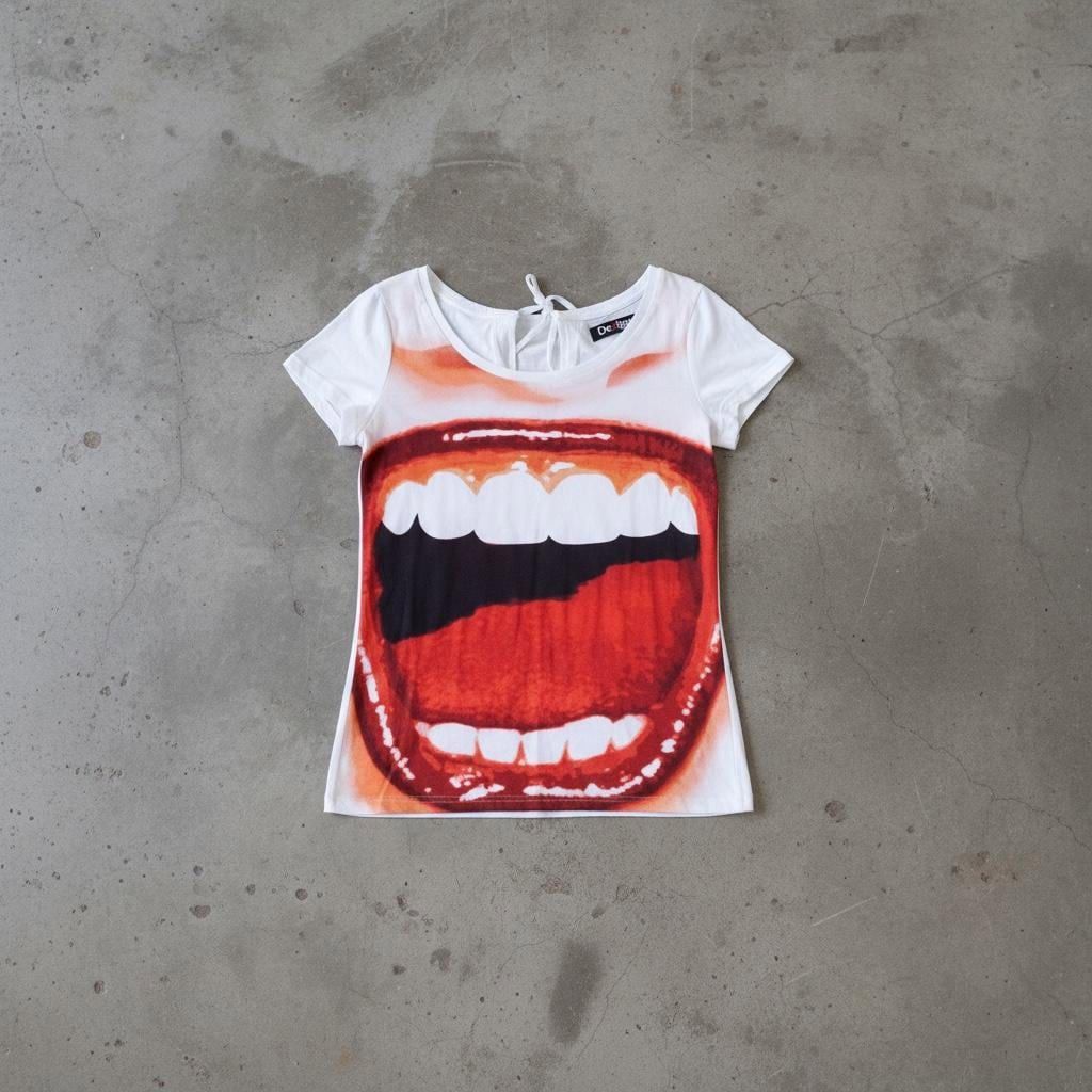 Desigual The Desigual Mouth Screaming Open Back Tee Size ONE SIZE - 5 Thumbnail