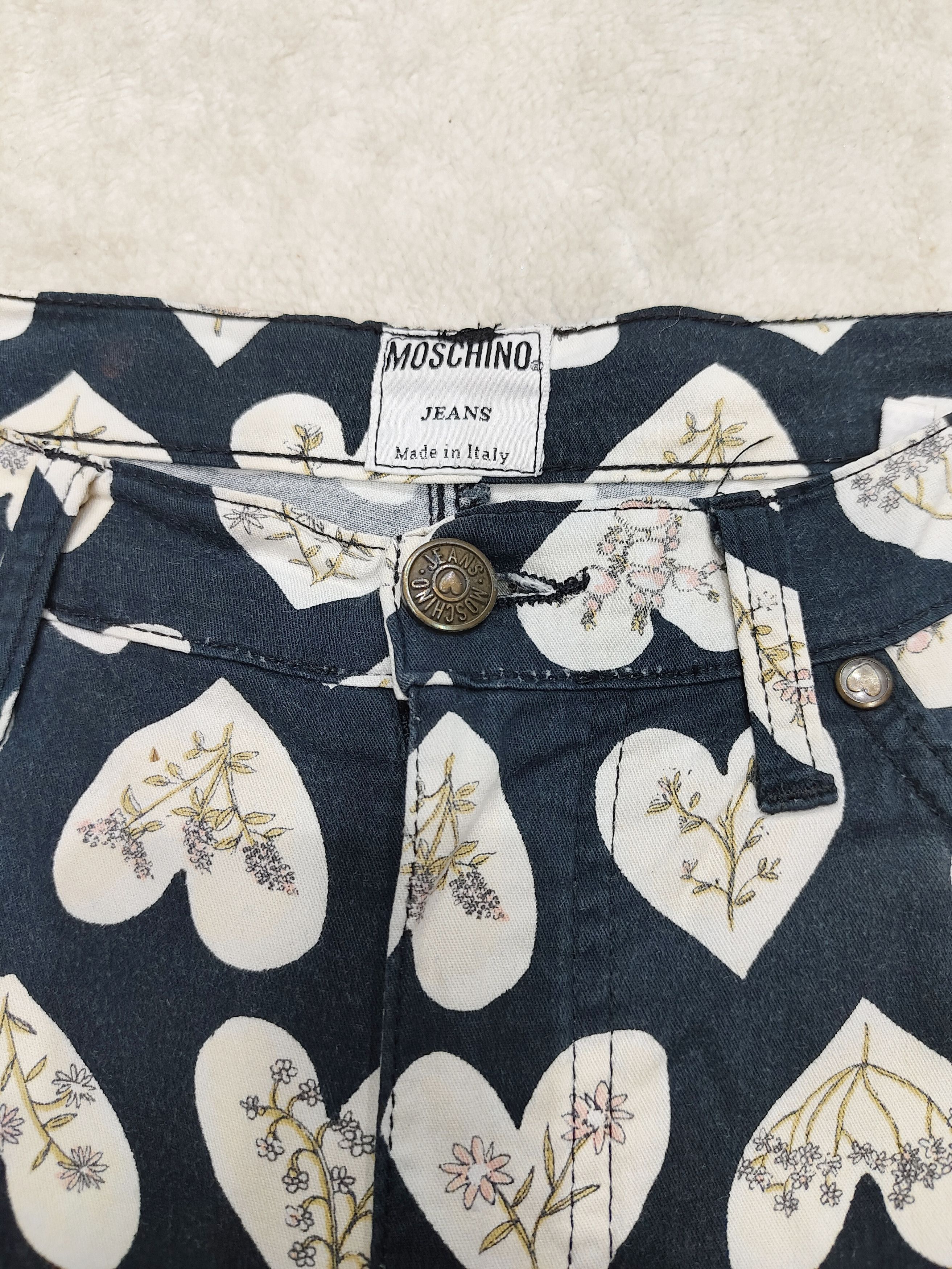 Moschino 90s Moschino Jeans- AOP Heart Botanical Pop Art Couture Size 28" / US 6 / IT 42 - 6 Thumbnail