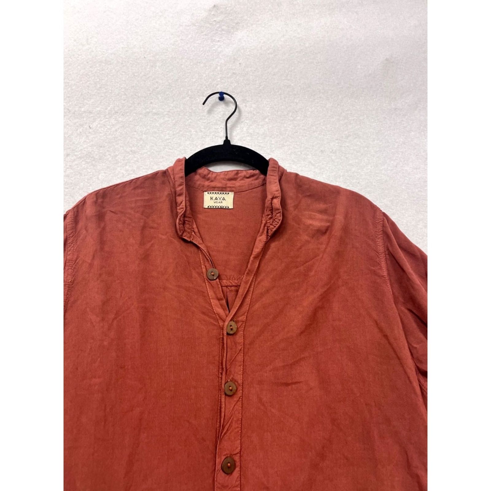 Rusty Kaya Wear Button-Up Tunic Shirt In Rust Color 3/4 Sleeve L Women Blouse Casual Summer Spring Fall Womens Like New Size L / US 10 / IT 46 - 5 Thumbnail