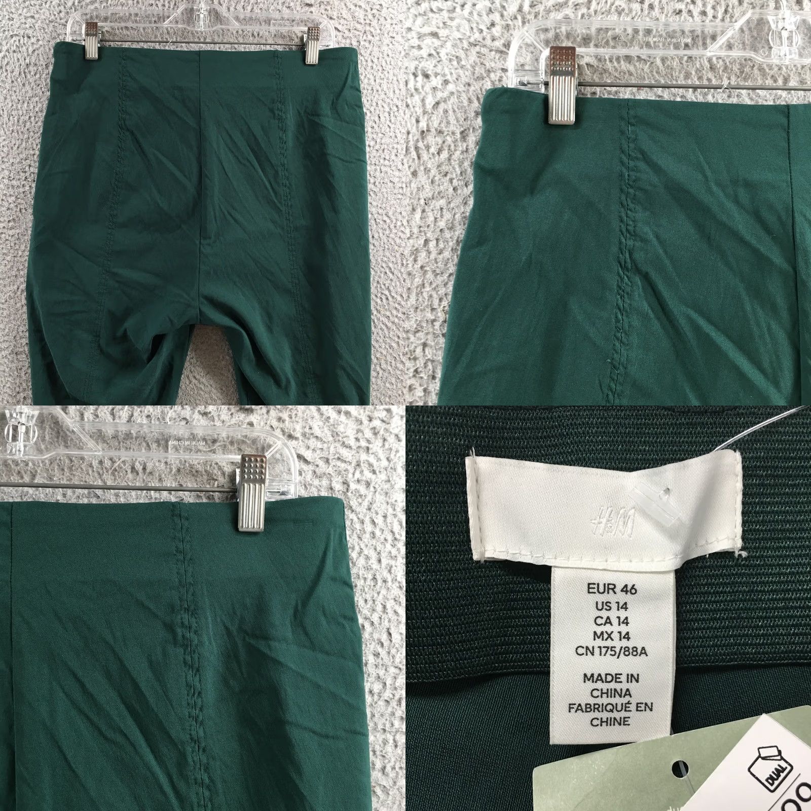 H&M H&M Skinny Pants Womens 14 Green High Rise Side Zip Slim Fit Stretch Casual NEW Size 36" / US 14 / IT 50 - 9 Thumbnail