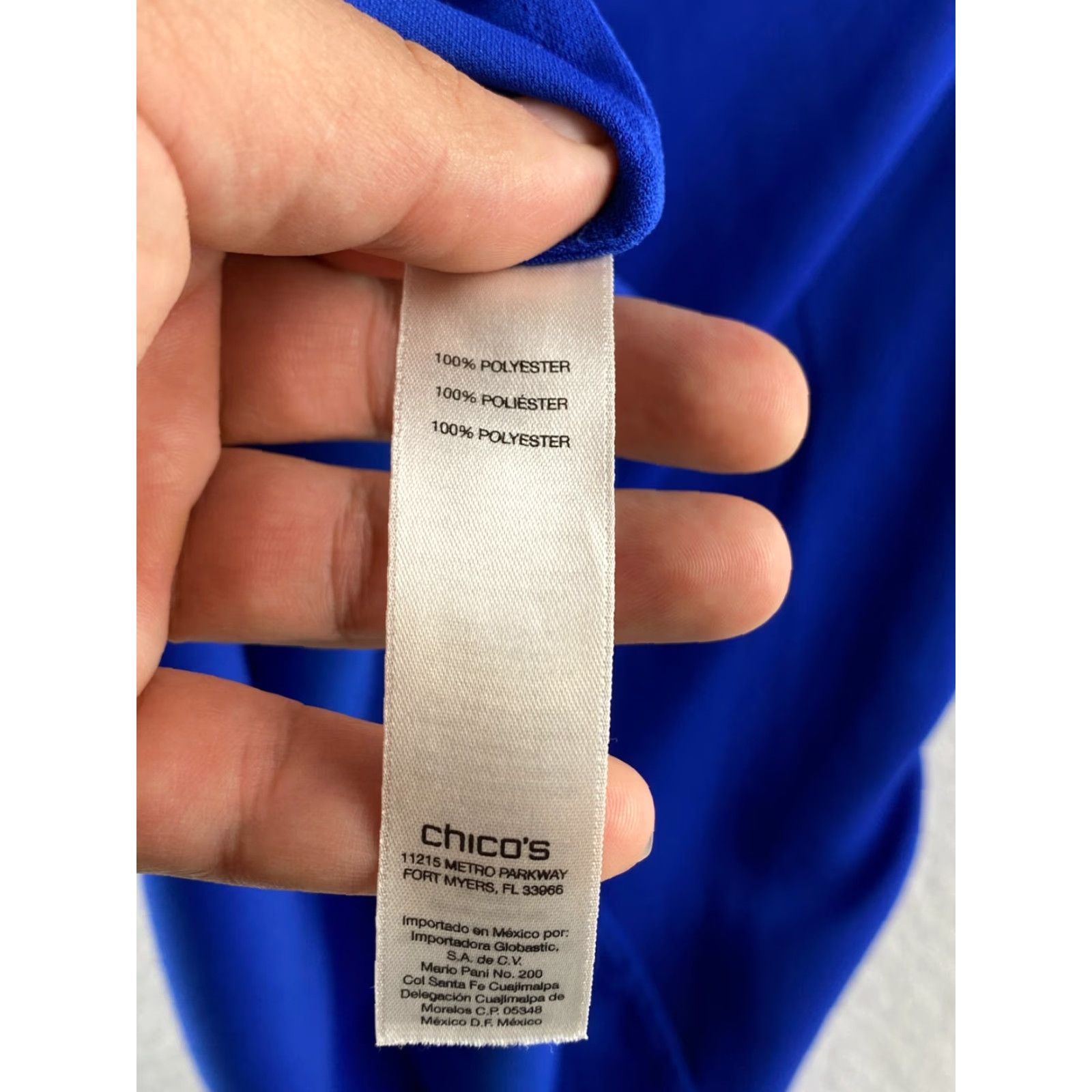 Vintage Chico's Blouse Women's Sleeveless Round Blue Top - Polyester - 100% - Regular Fit - Size M - Party/Cocktail - QC: Excellent Condition Size M / US 6-8 / IT 42-44 - 7 Thumbnail