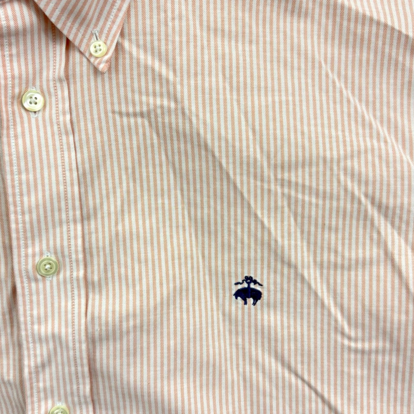 Brooks Brothers Brooks Brothers Shirt Men's XL Salmon Striped Supima Oxford Button Long Sleeve Size US XL / EU 56 / 4 - 4 Thumbnail