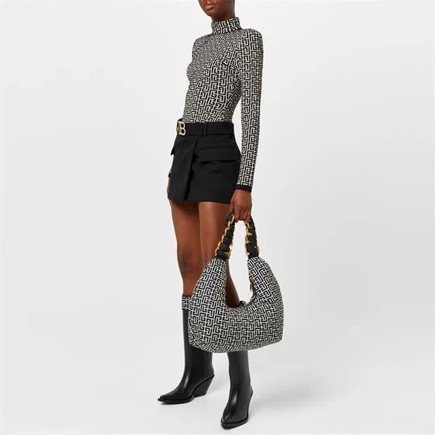 Balmain o1g2r1mq0924 Size: OS / Handle Bag in White & Black Size ONE SIZE - 6 Thumbnail