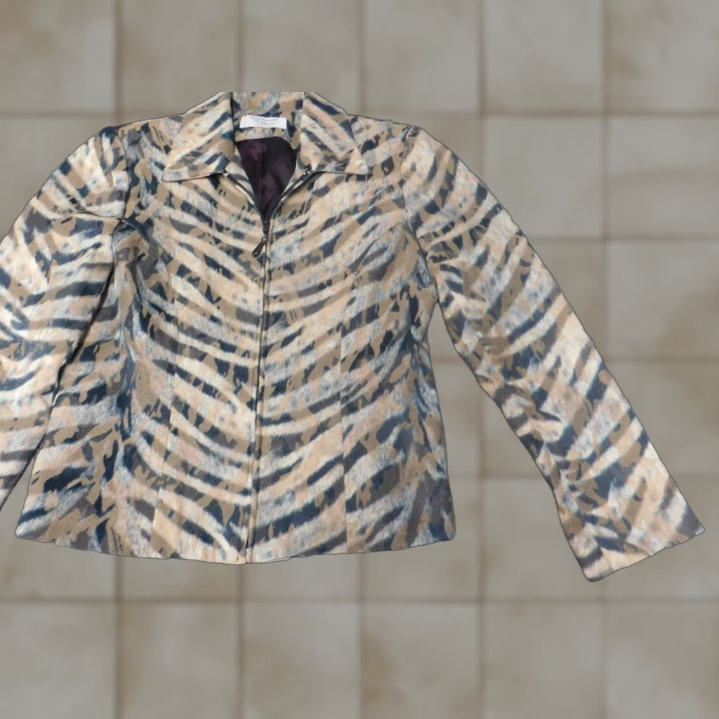 Ferrari Giancarla Ferrari Jacket Womens 6 Full Zip Animal Print Bomber Mid-Length Multicolor Fur Trim Knitted Cotton Lining Polyester Winter Regular(Women) Size 28" / US 6 / IT 42 - 1 Thumbnail