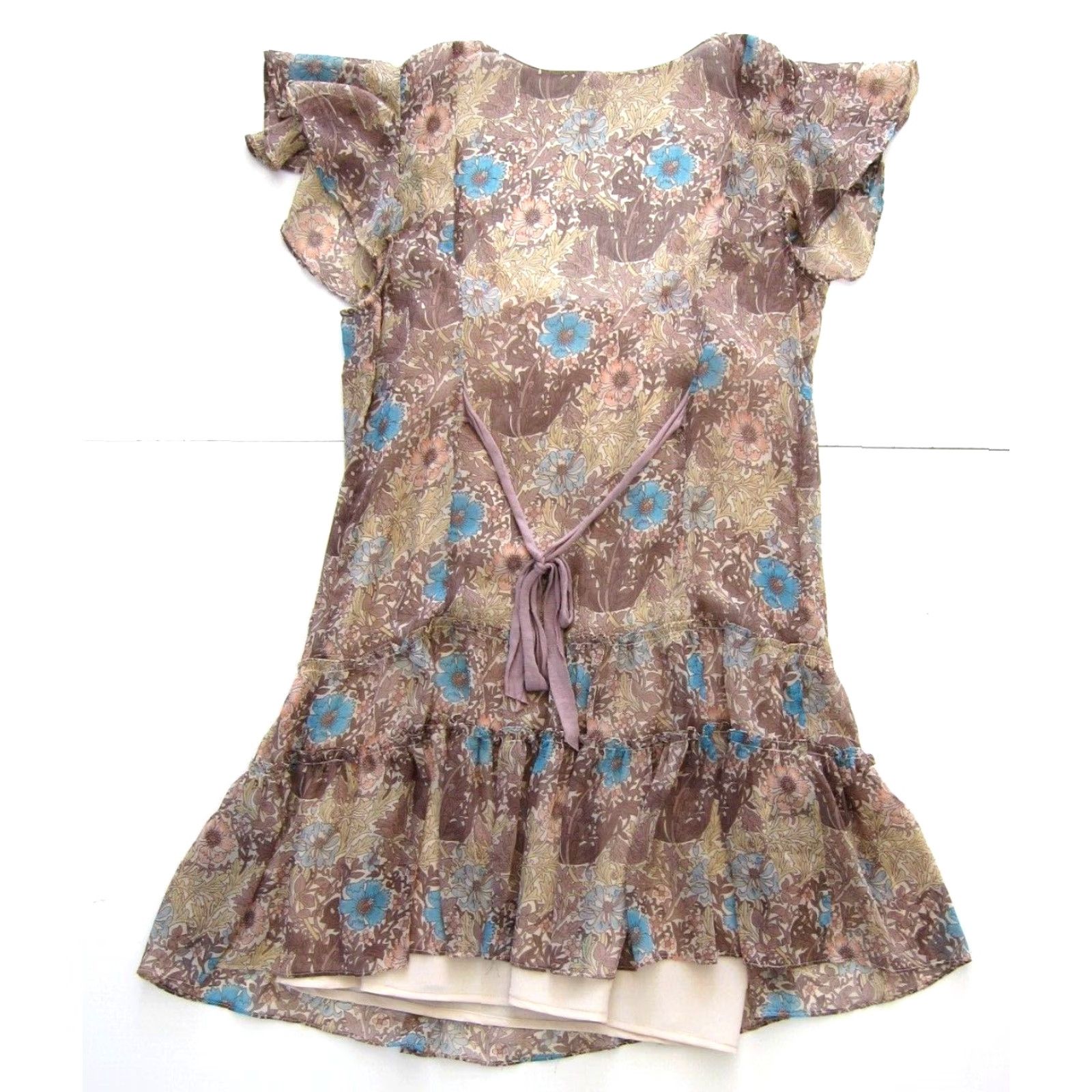 Free People Free People Dress Cap Sleeve Lined Sheer Floral Embroidered Pink 4 Womens Vintage Kaftan A-Line Sundress 90s? Size S / US 4 / IT 40 - 2 Thumbnail
