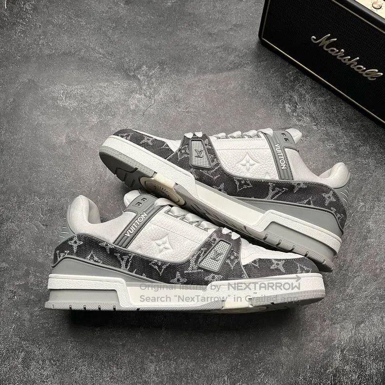 Louis Vuitton Louis Vuitton TRAINER Grey and White Denim shoes Size US 7.5 / EU 40-41 - 2 Thumbnail
