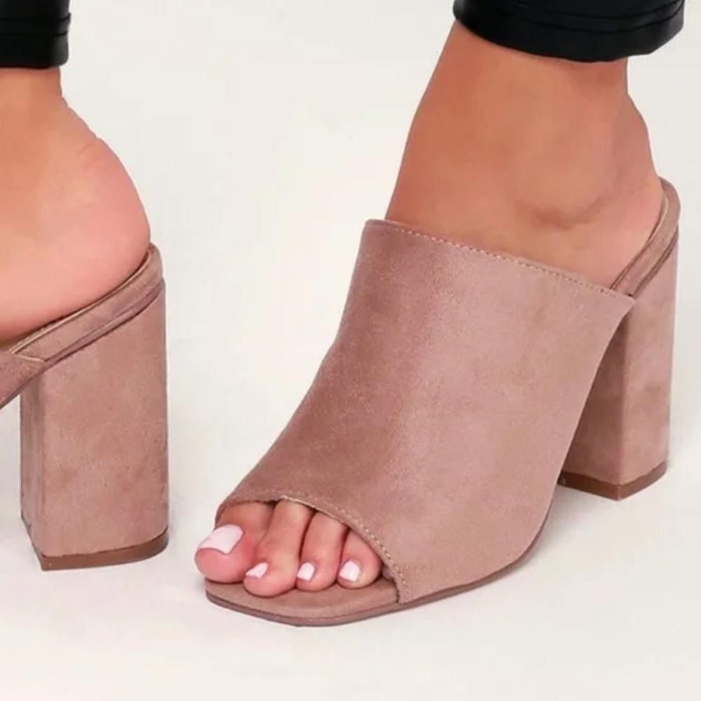 Lulus Lulus l Mauve Suede Peep-Toe Mules Size 9 Size US 9 / IT 39 - 1 Thumbnail