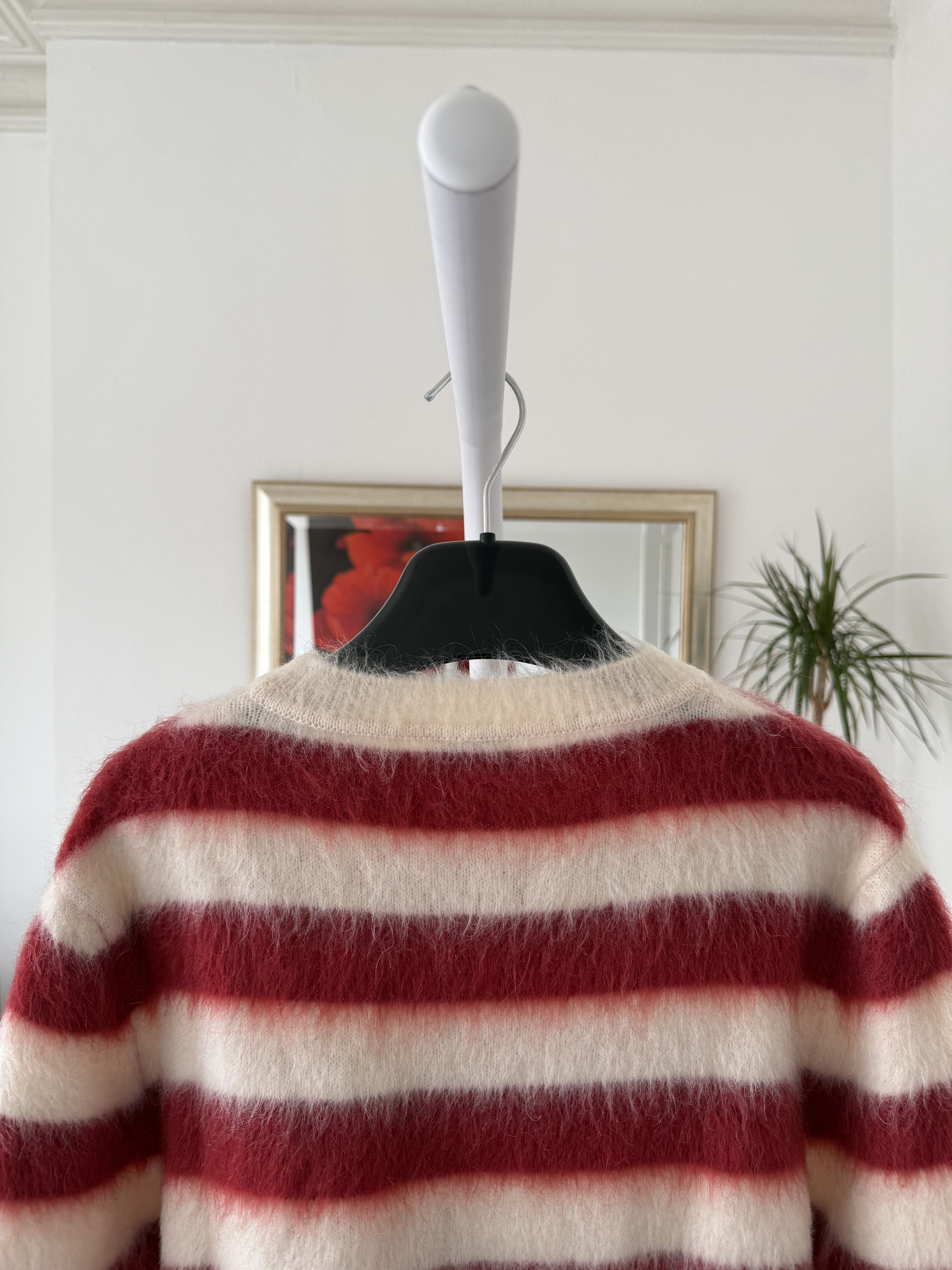 Saint Laurent Paris Saint Laurent Red/White Striped Mohair Sweater Size US M / EU 48-50 / 2 - 9 Thumbnail
