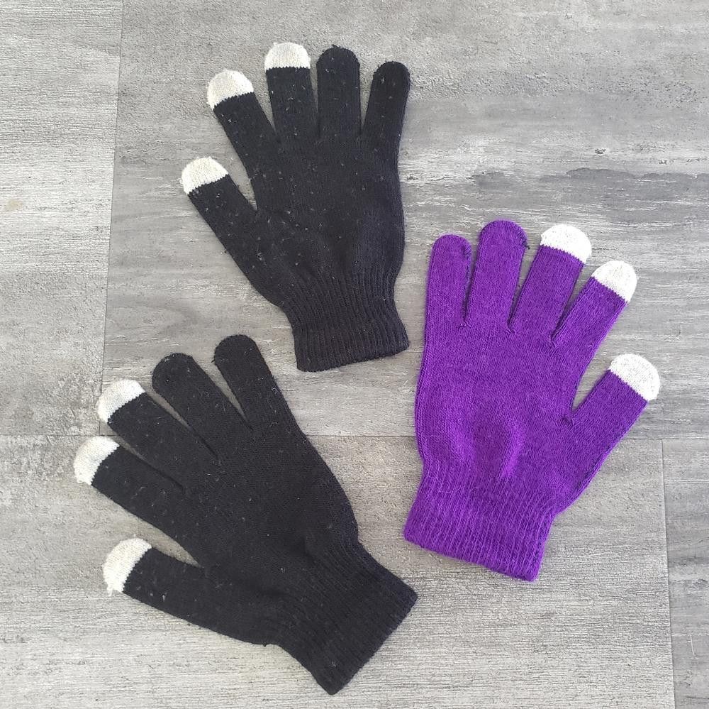 Designer Black Purple White Detailed Standard Glove Bundle Size ONE SIZE - 2 Thumbnail