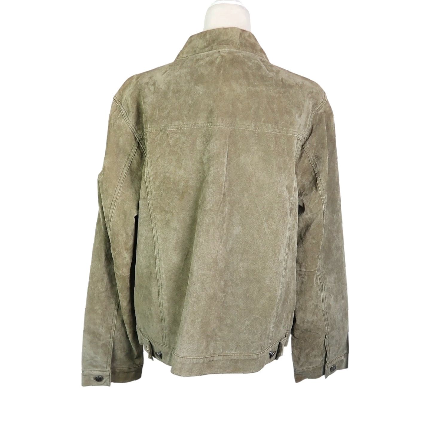 Olive VINTAGE Great Northwest Jacket Suede Olive Green 1X Women Leather 90s Casual Button Front Size XL / US 12-14 / IT 48-50 - 4 Thumbnail