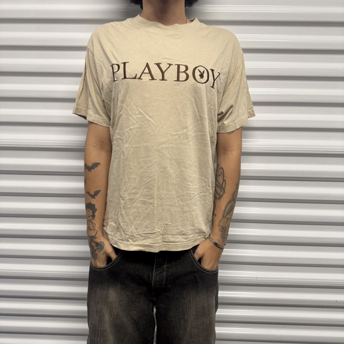 Other Vintage Y2K/2000s Cream Playboy Bunny Text Tee ! Size US M / EU 48-50 / 2 - 1 Thumbnail
