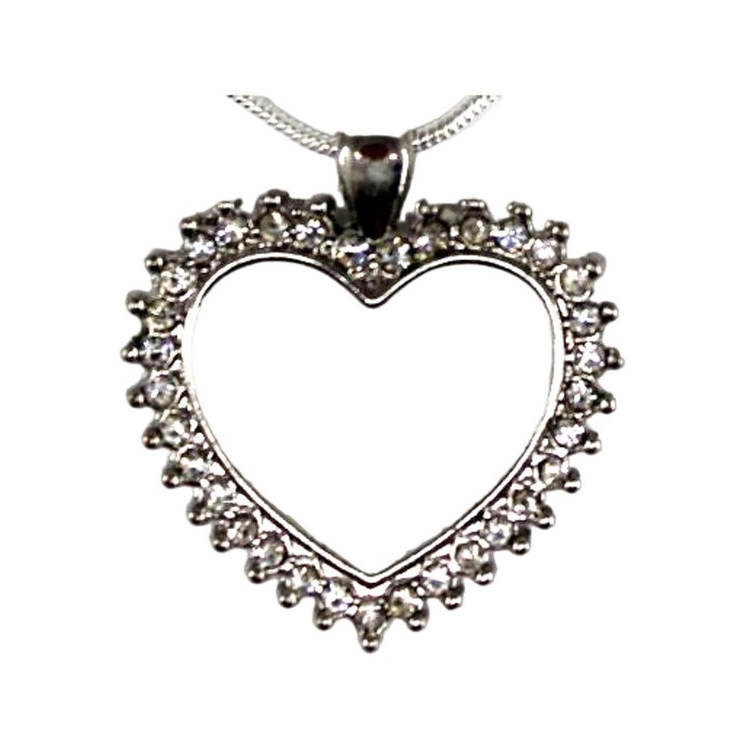 Other Vintage Rhinestone Heart Necklace & Stud Earrings •18" Chain Size ONE SIZE - 2 Thumbnail