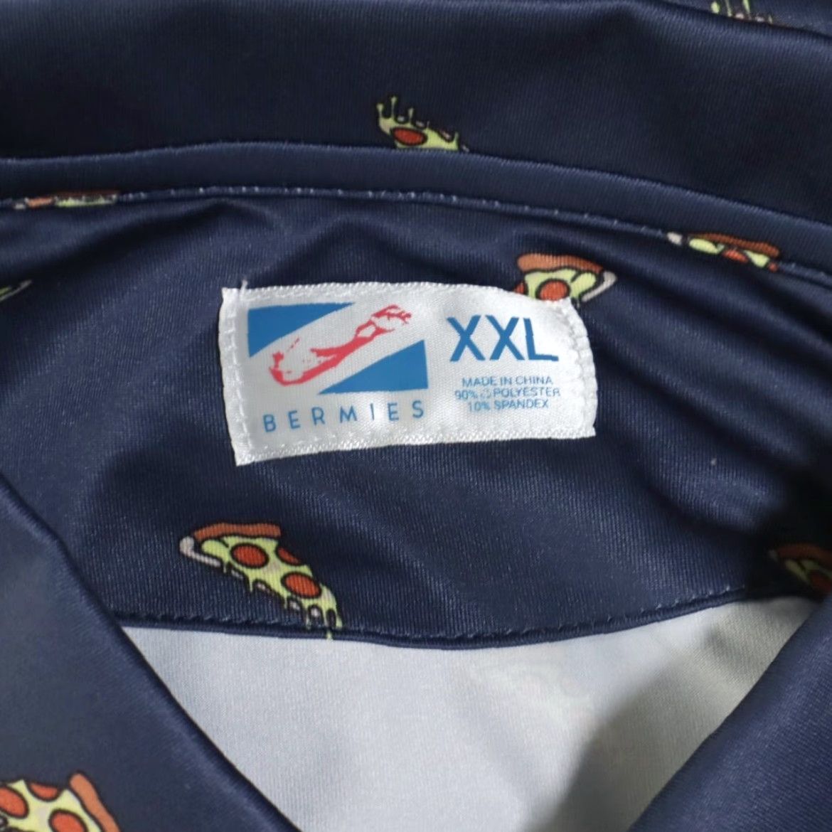Vintage Bermies Pizza Performance Golf High Stretch Polo Shirt Navy Men's 2XL Size US XXL / EU 58 / 5 - 5 Thumbnail