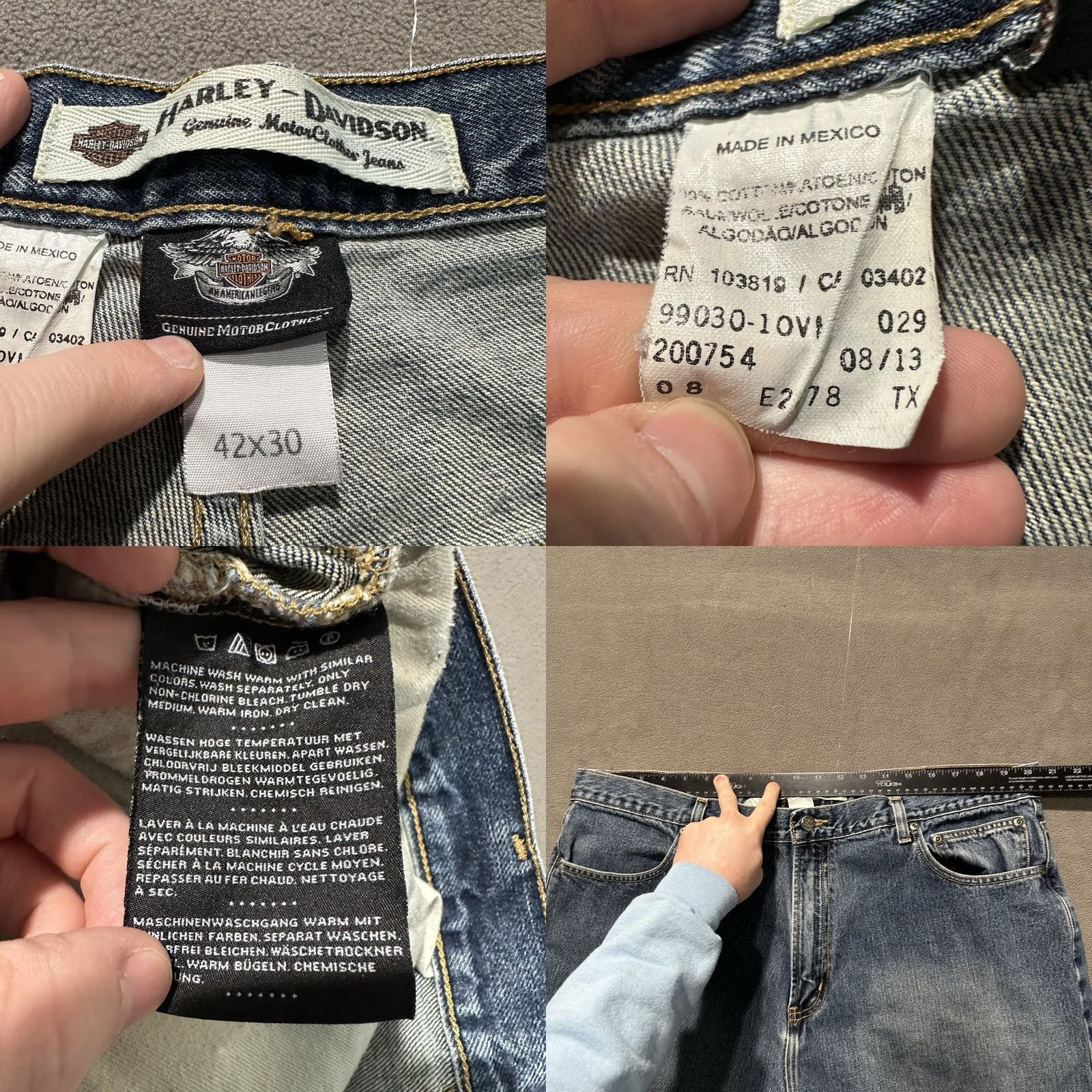 Harley Davidson Harley-Davidson Jeans Blue Denim Straight Genuine MotorClothes Motorcycle Mens 42x30 Size US 42 / EU 58 - 8 Thumbnail