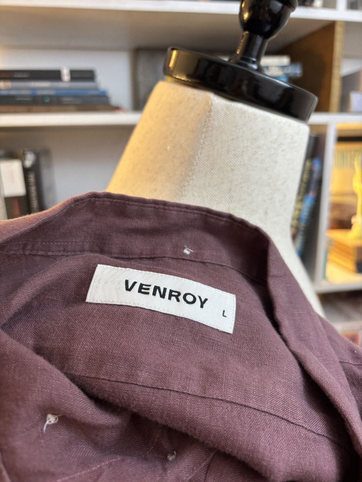 Venroy Venroy Burgundy Linen Button Up Size US L / EU 52-54 / 3 - 4 Thumbnail