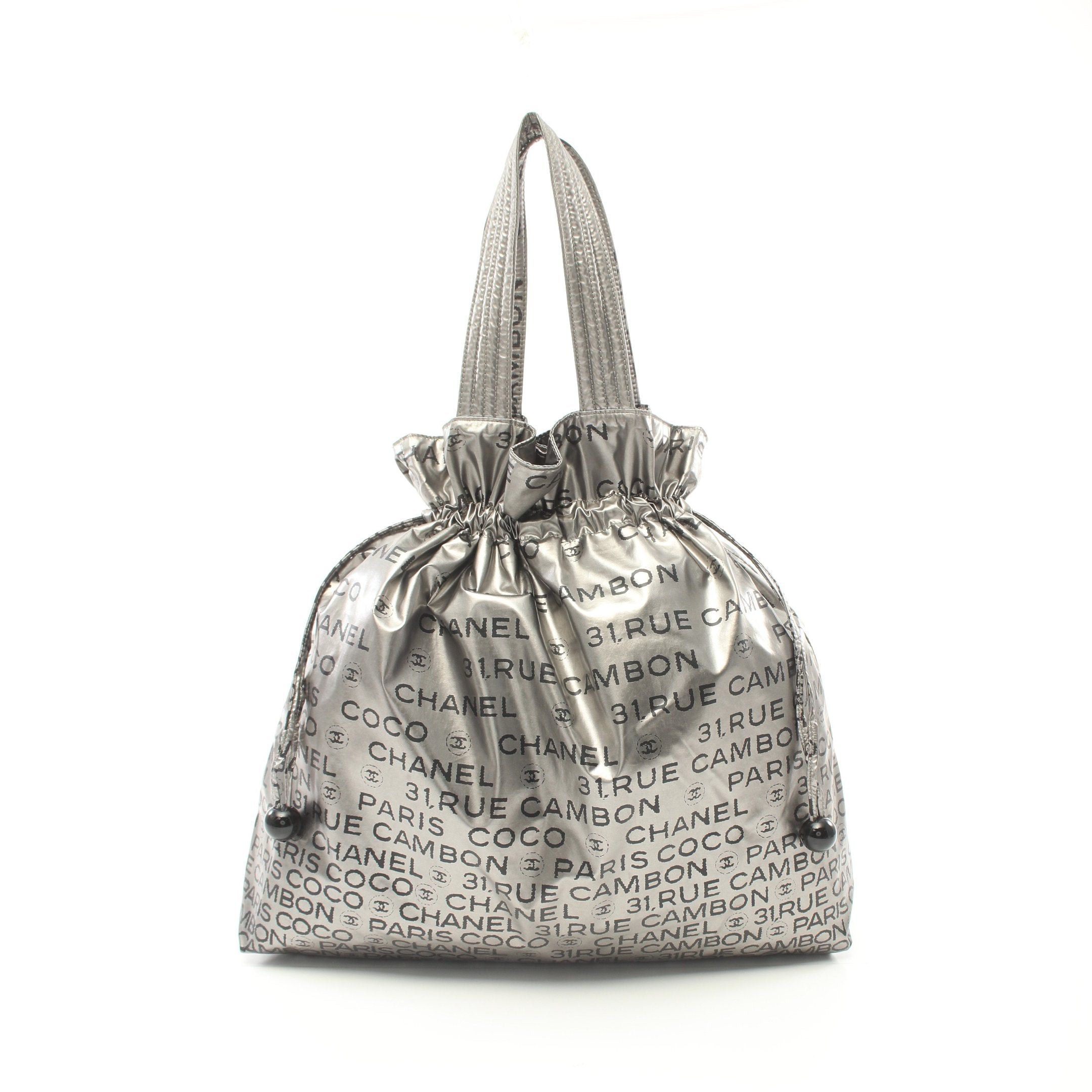 image of Chanel Unlimited Handbag Nylon Silver Black Purse, Women's