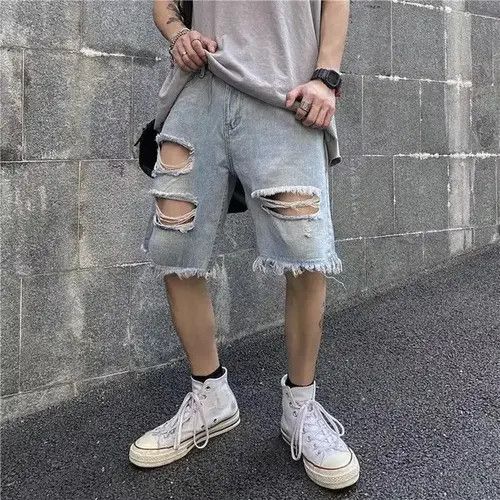 Jean Ripped Denim Shorts for Men Summer Size US 32 / EU 48 - 1 Thumbnail