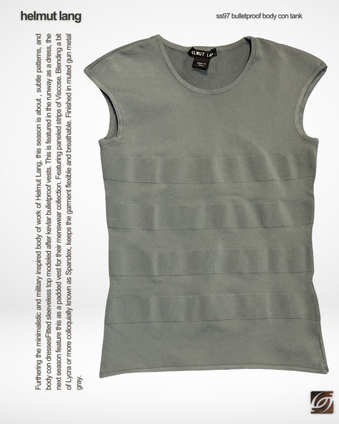 Helmut Lang SS97 Bulletproof Body Con Tank Top Size XS / US 0-2 / IT 36-38 - 1 Thumbnail