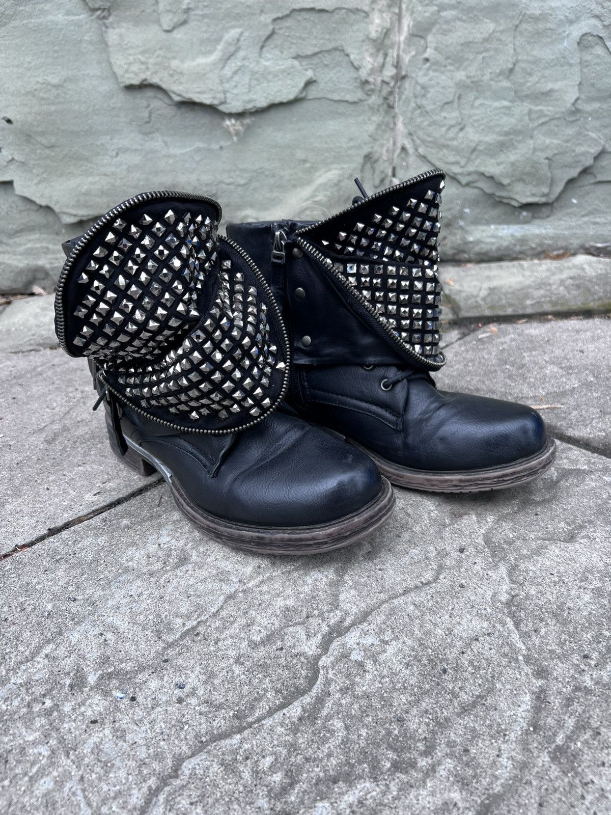 Japanese Brand Studded Hidden Pocket Zip Avant Garde A.S.98 Style Boots Size US 9 / IT 39 - 1 Thumbnail