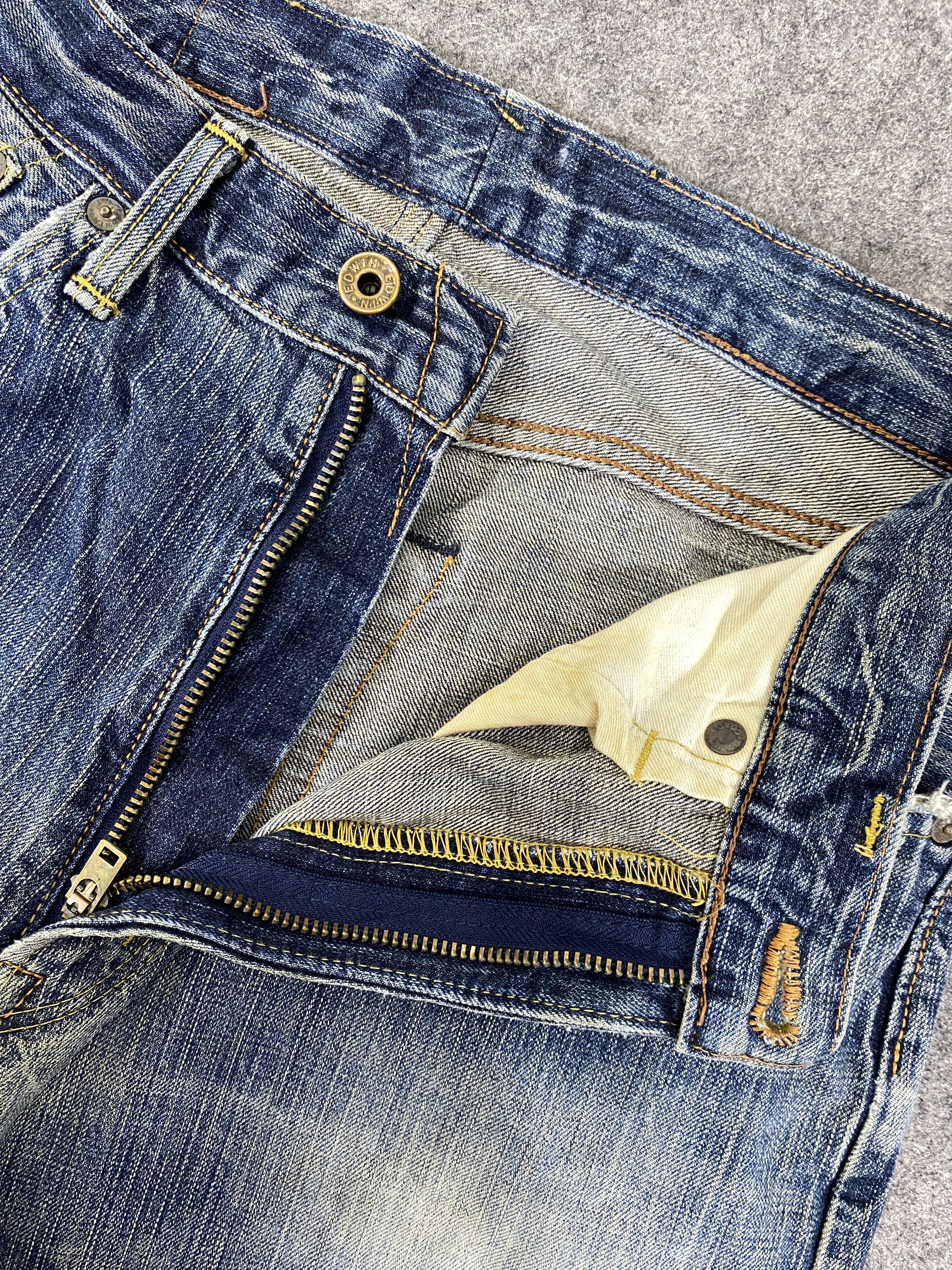 Edwin Vintage Edwin Selvedge Distressed Clawmark 30x32.5-JN3272 Size US 30 / EU 46 - 6 Thumbnail