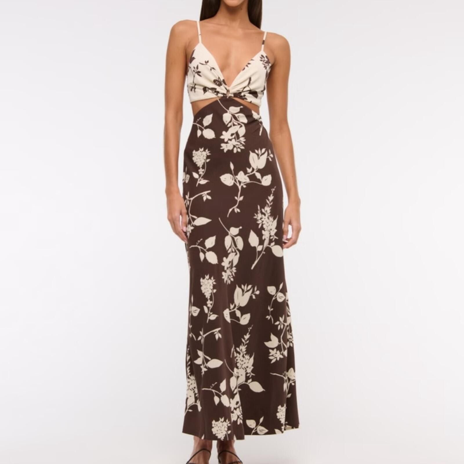 Abercrombie & Fitch A+F Slip Cutout Floral Cutout Midi Medium Boho Summer NWT Size M / US 6-8 / IT 42-44 - 1 Thumbnail