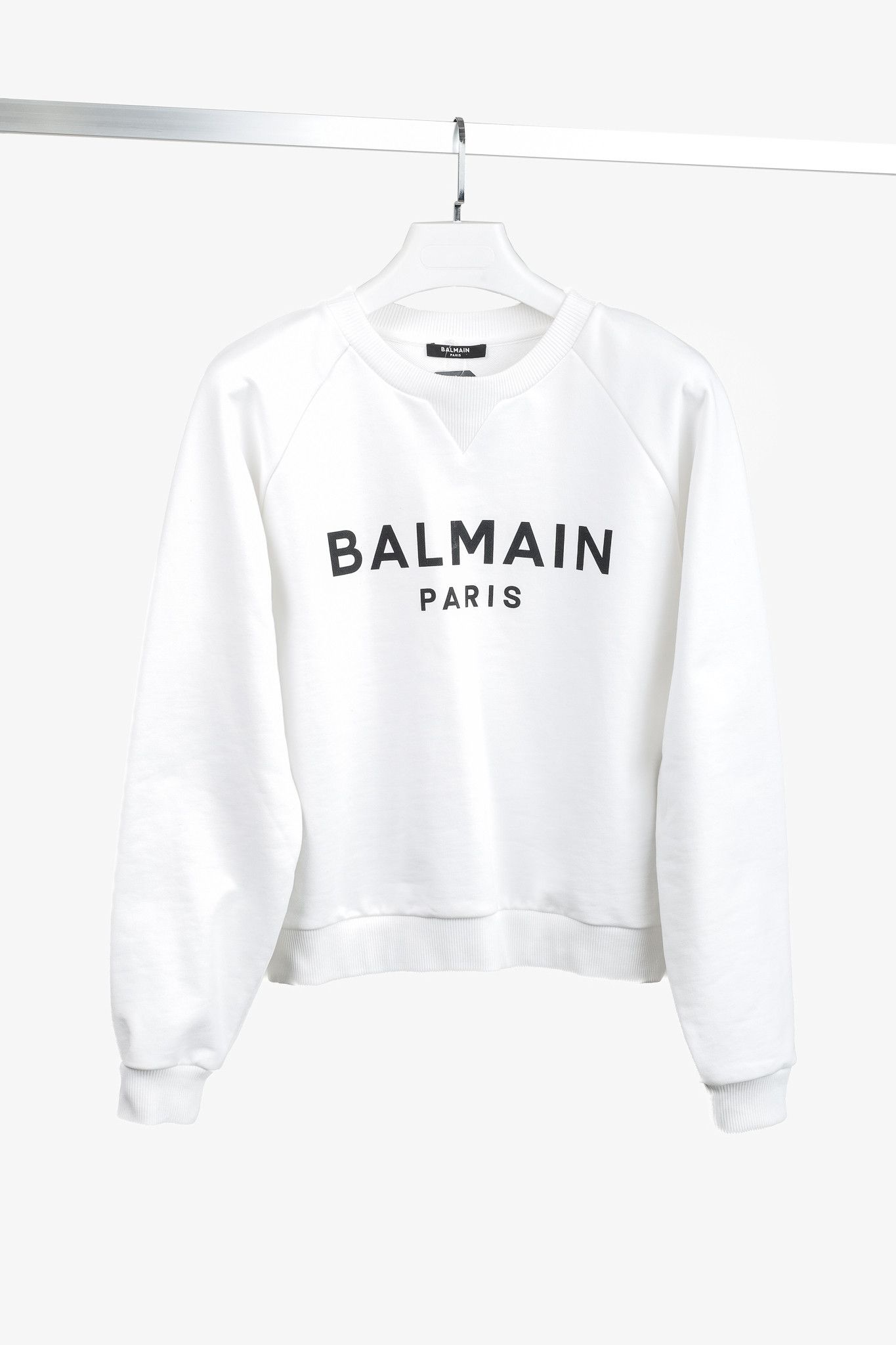 Balmain Balmain White Oversized Printed Logo Long Sleeve Sweatshirt Size S / US 4 / IT 40 - 1 Thumbnail