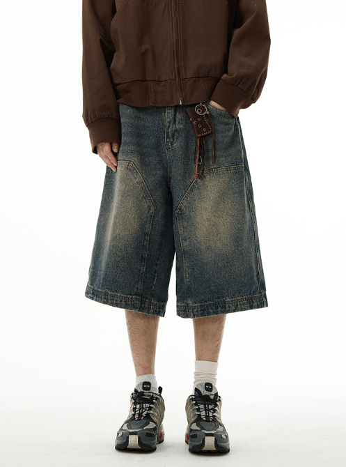 Japanese Brand × Jean American retro wide-leg straight washed cargo denim shorts Size US 32 / EU 48 - 1 Thumbnail