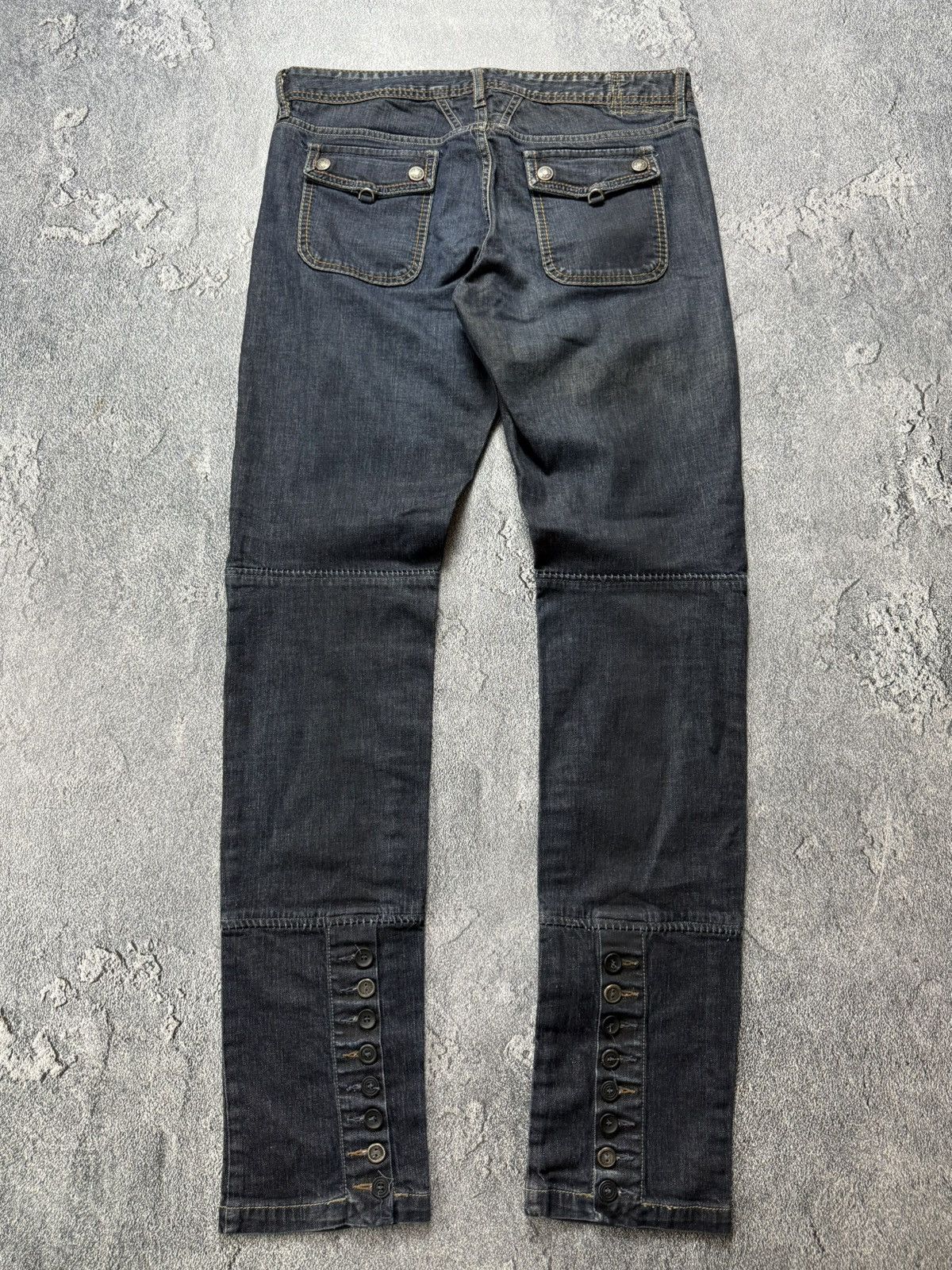Marithe + Francois Girbaud M+Fg Avant Gard Button Hem Biker Jeans Style Balmain Slimane Size 30" / US 8 / IT 44 - 1 Thumbnail