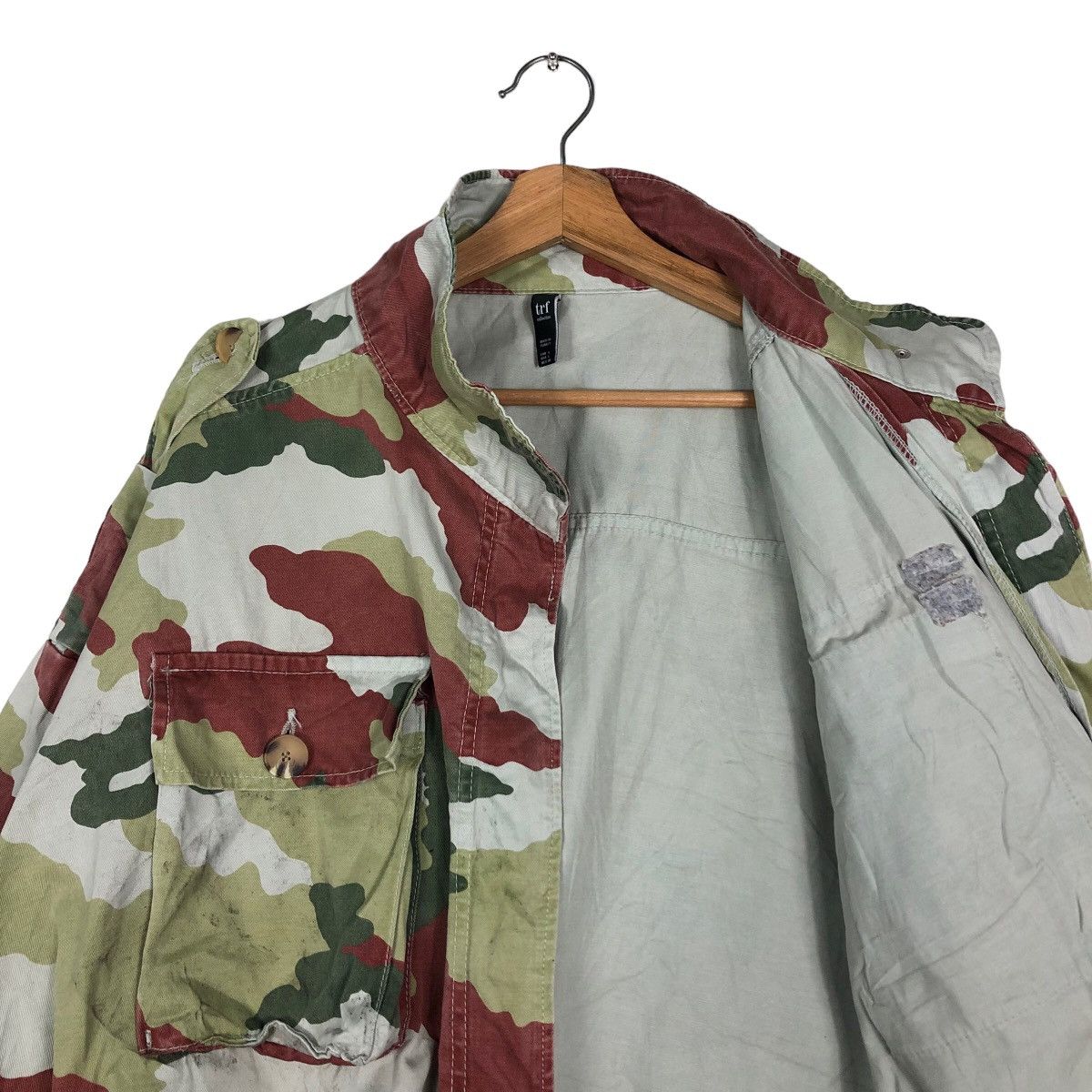 Japanese Brand 🔥Vintage Cropped Biker Jacket Trf Japan Camouflage Army Size US M / EU 48-50 / 2 - 12 Thumbnail