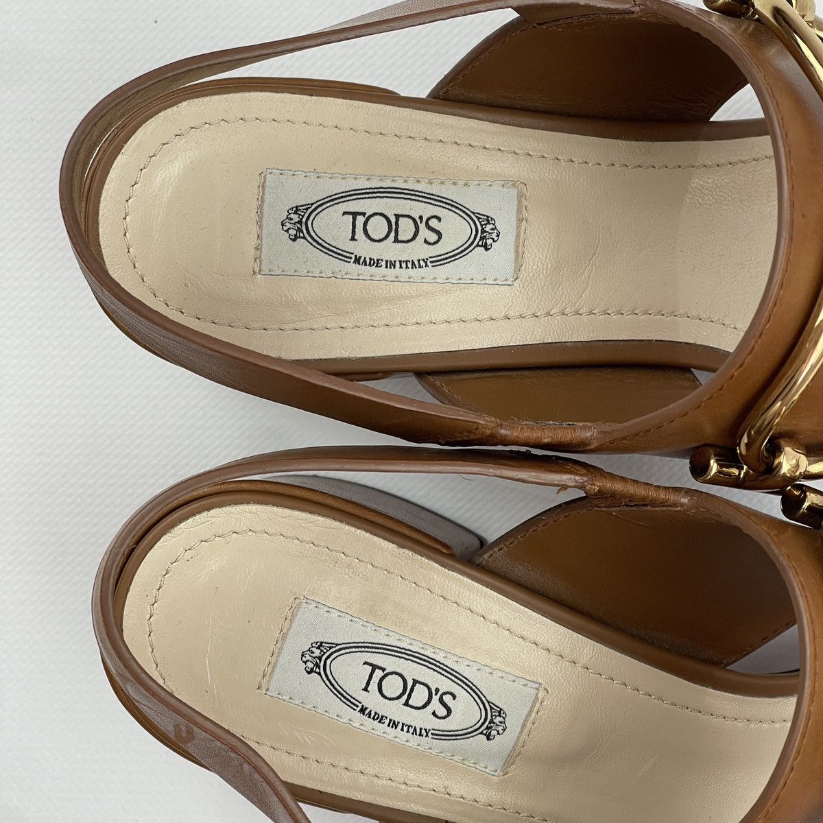 Tod's Tod's Brown Leather Heeled Sandals Size US 9 / IT 39 - 8 Thumbnail