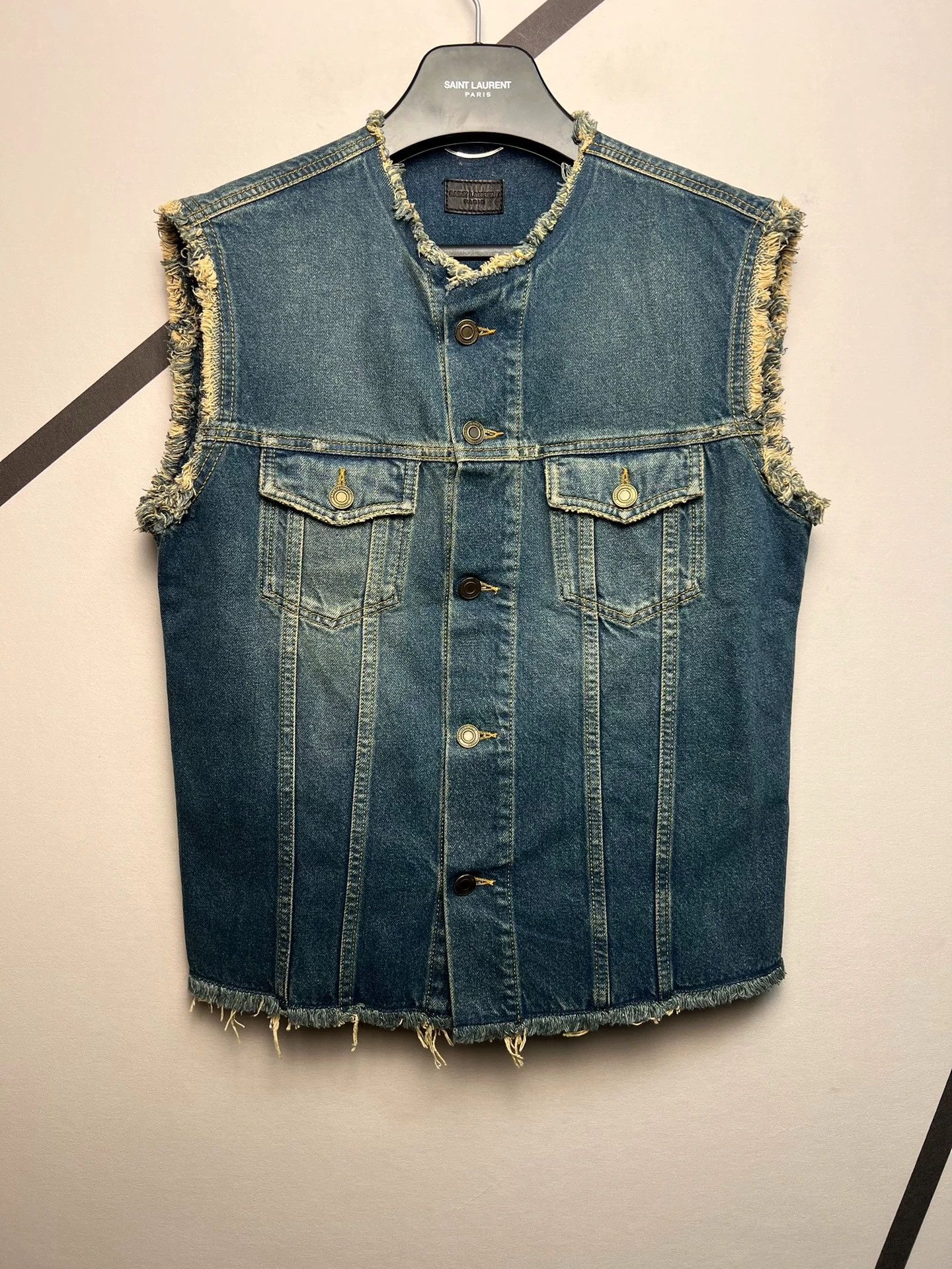 Saint Laurent Paris SLP Spring/Summer 2015 runway style raw-edge denim vest Size US M / EU 48-50 / 2 - 1 Thumbnail