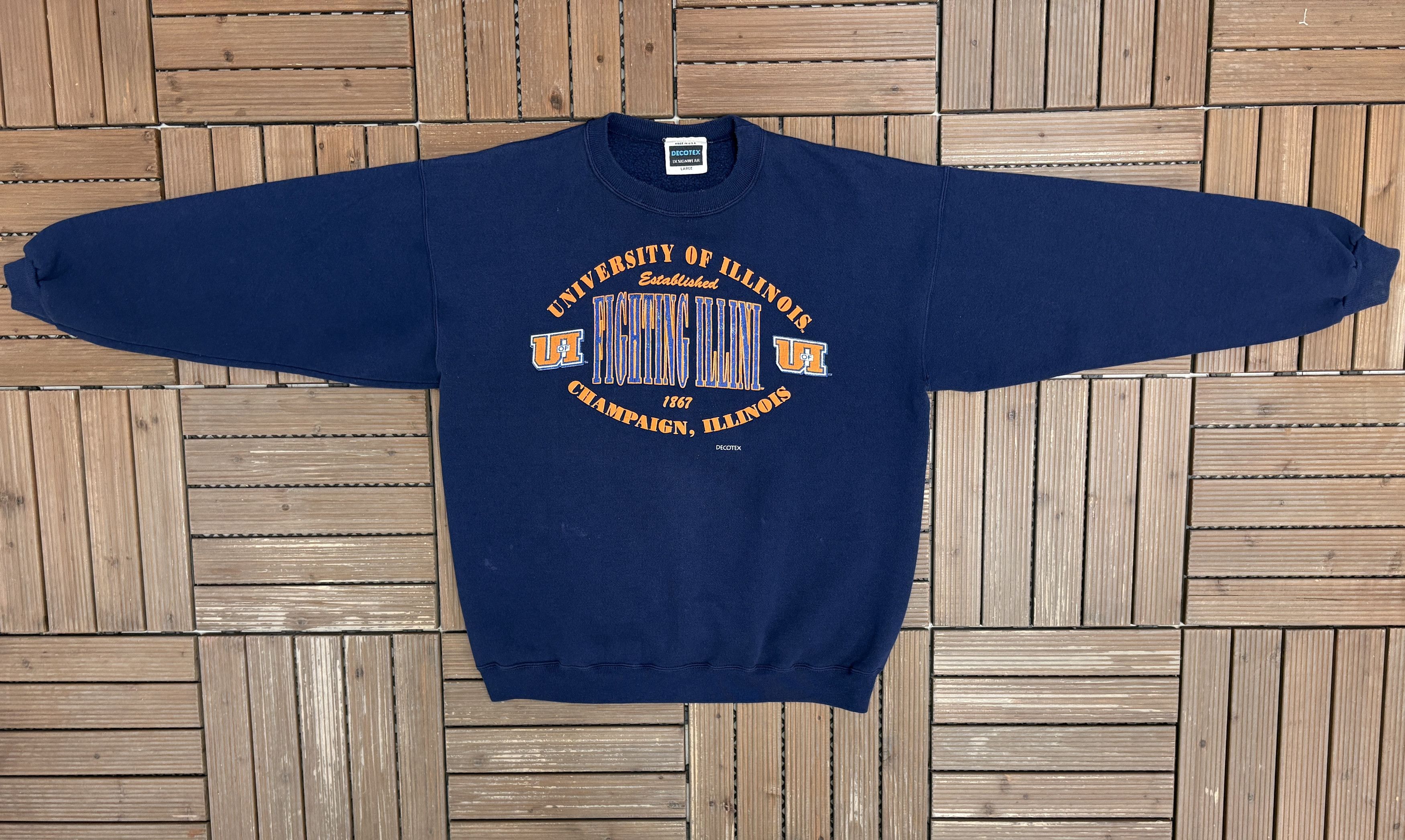 Vintage Illinois Fighting Illini Vintage Blue Crewneck Sweater Size US L / EU 52-54 / 3 - 5 Thumbnail