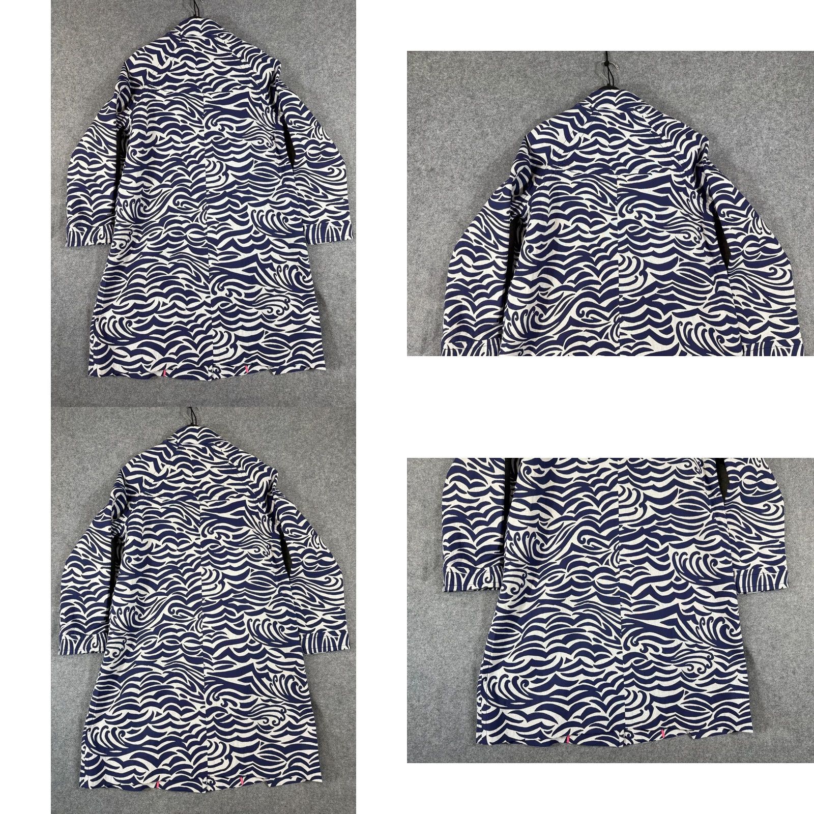 Lilly Pulitzer Lilly Pulitzer Overcoat Jacket Womens M Blue White Abstract Swirl Print Pockets Long Sleeve Size M / US 6-8 / IT 42-44 - 8 Thumbnail