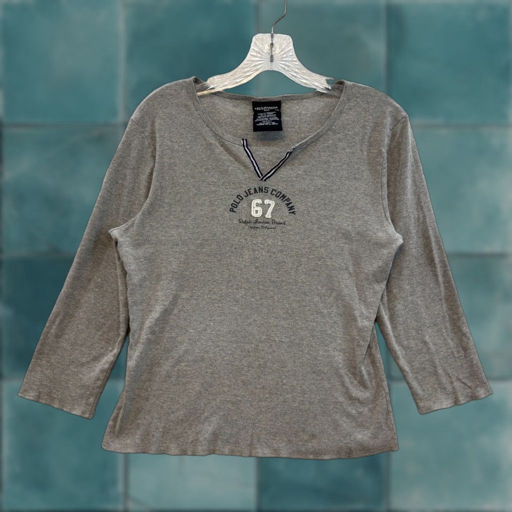 Polo Ralph Lauren VINTAGE Polo Ralph Lauren Shirt L Womens Gray Y2K Grunge Bella Swan Fairy Sporty Size L / US 10 / IT 46 - 1 Thumbnail