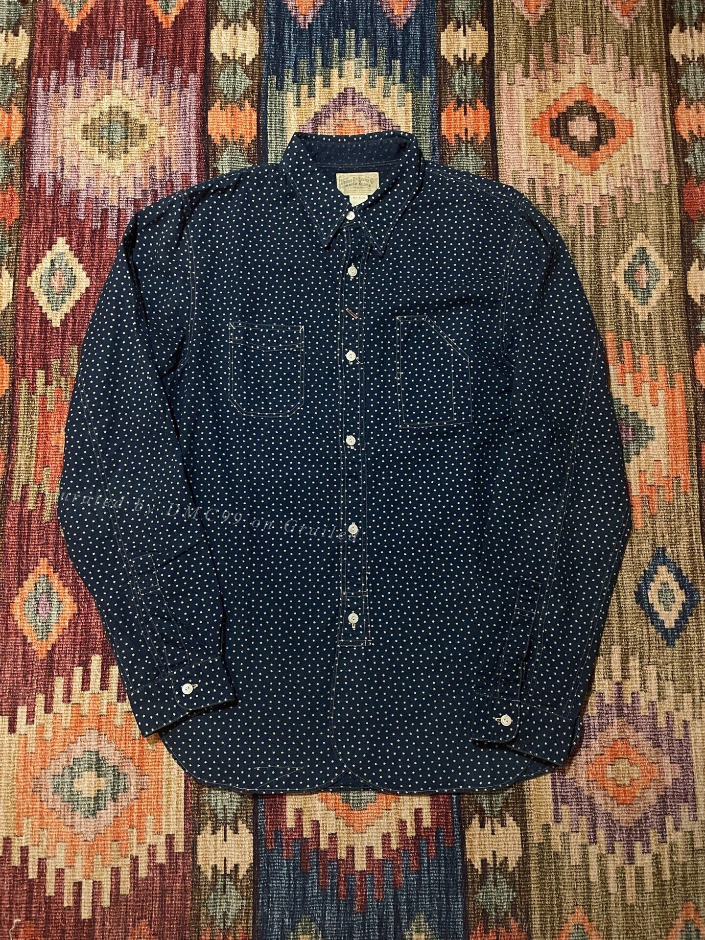 RRL Ralph Lauren RRL Vintage Indigo Star Work Shirt Size US S / EU 44-46 / 1 - 1 Thumbnail