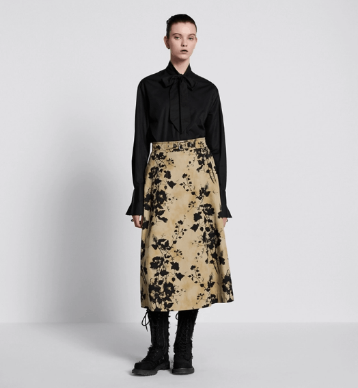 Dior o1w1db11225 427J68 Flared Mid-Length Skirt in Beige/Black Size 25" / US 0 / IT 36 - 4 Thumbnail