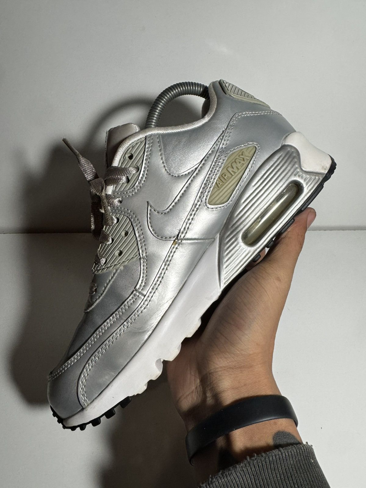 Nike Nike Air Max 90 GS “Metallic Silver Grey” Size US 8 / IT 38 - 8 Thumbnail