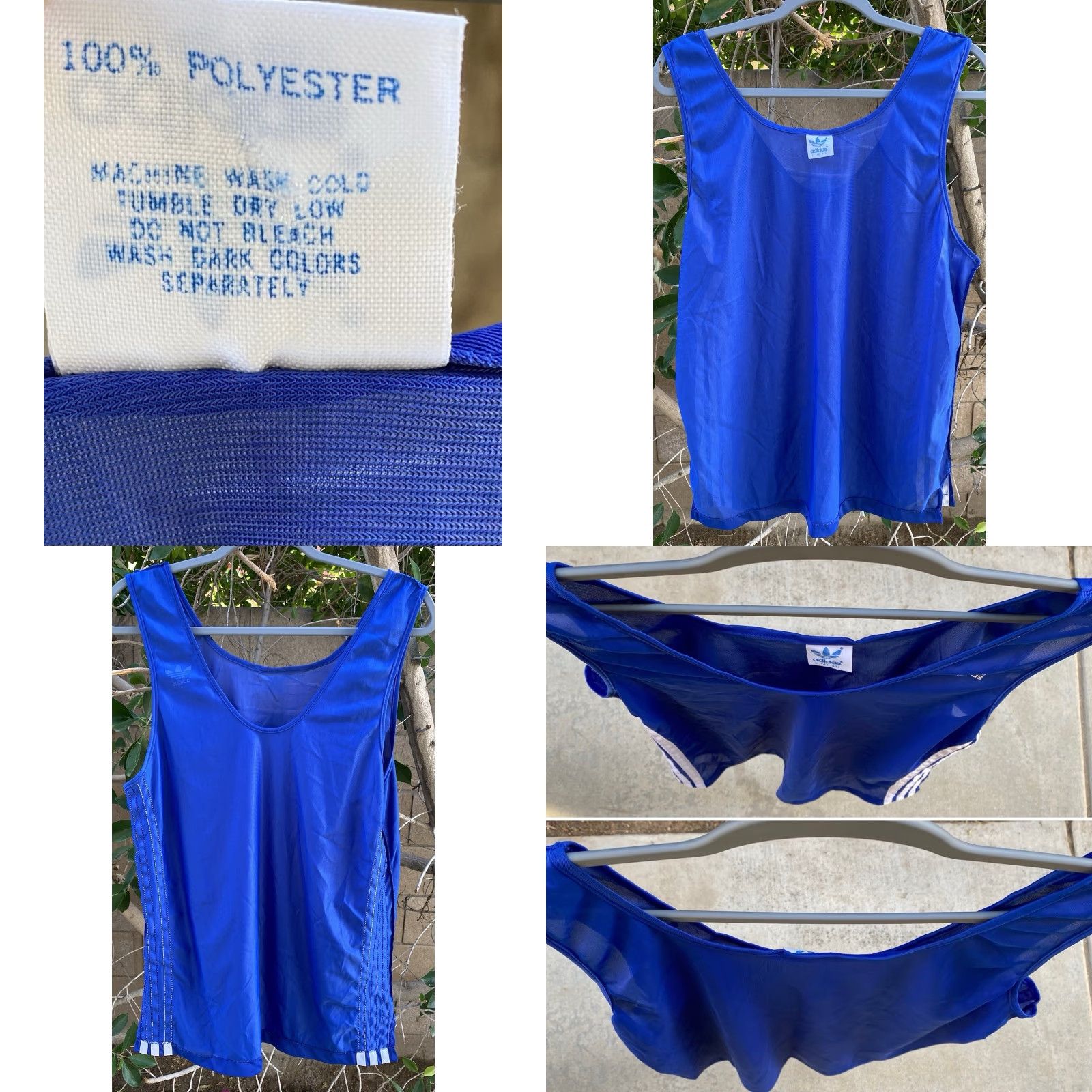 Adidas VINTAGE Adidas Tank Top Polyester Thin Sheer Trefoil Logo Blue White Stripes L Size US L / EU 52-54 / 3 - 8 Thumbnail