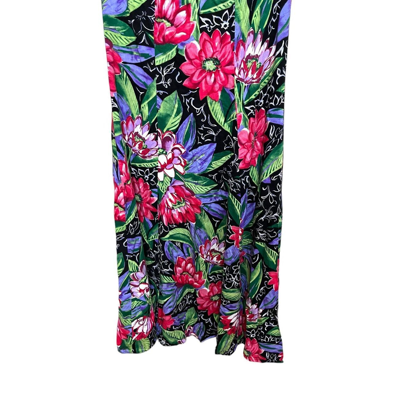 Other Vintage Caroline Wells 90s Flower Print Midi Dress Size 8 Size M / US 6-8 / IT 42-44 - 3 Thumbnail